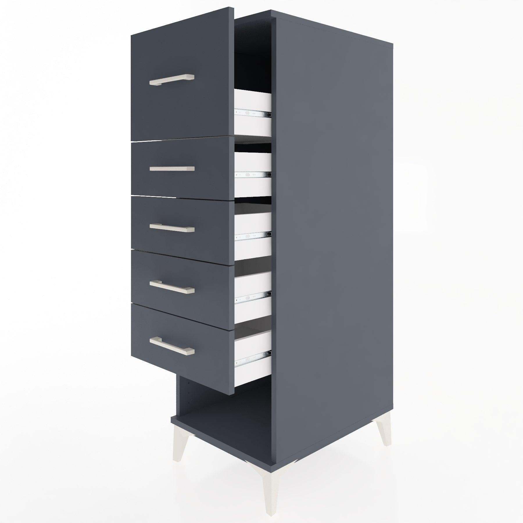 Woodntry Modular Cabinet Anthracite 44x30x122 cm with Drawers and Shelves CR29-2