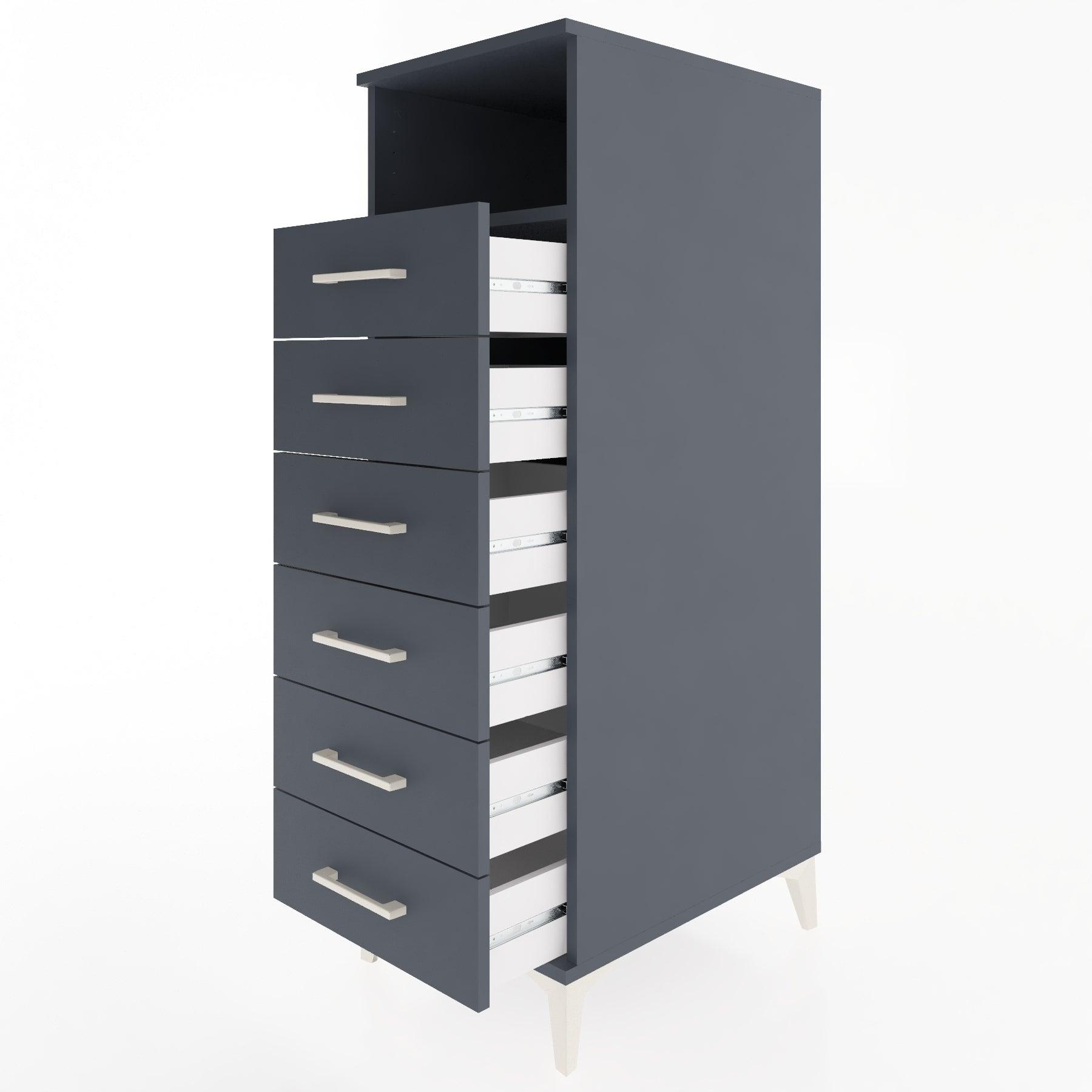 Woodntry Modular Cabinet Anthracite 44x30x122 cm with Drawers and Shelves CR129-2