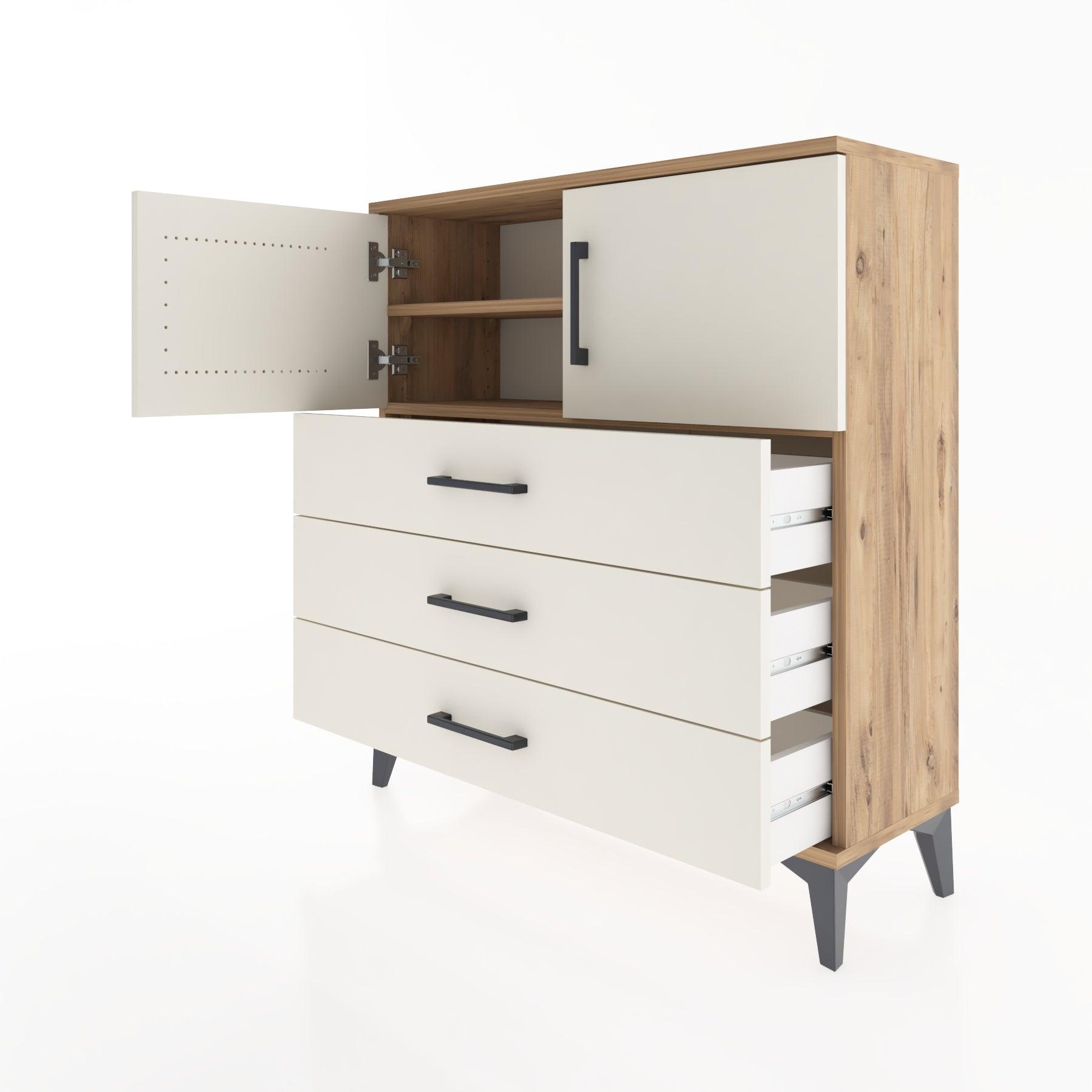 Woodntry Modular Dresser Pine 88x30x84 cm with Cover and Drawer KC29-3