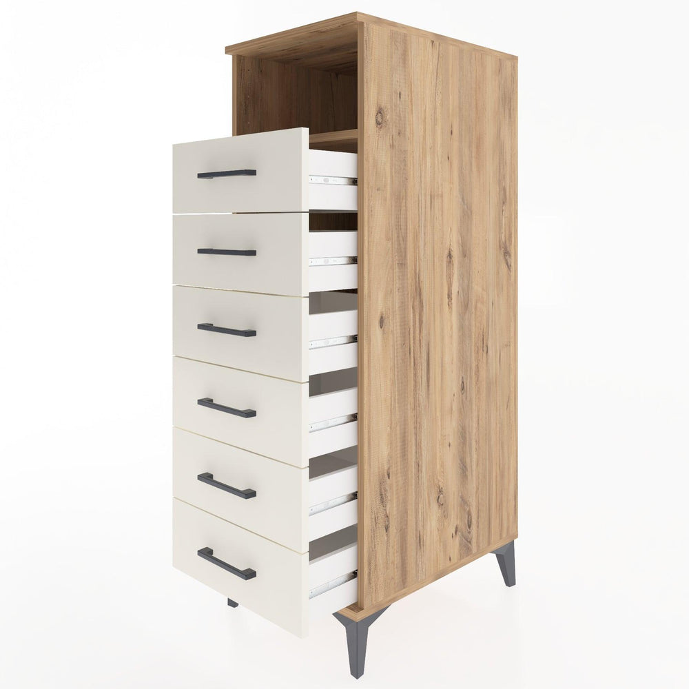 Woodntry Modüler Dolap Çam 44x59x122 cm Çekmeceli ve Raflı CR129-3