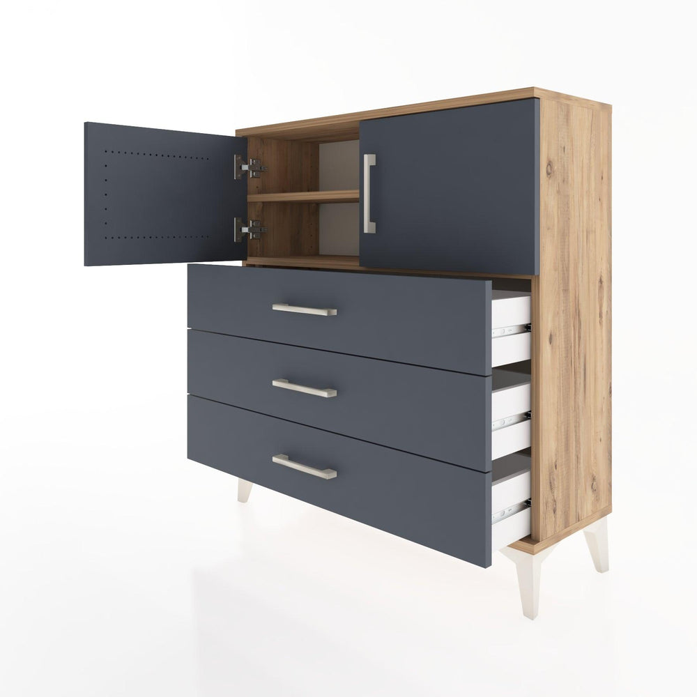 Woodntry Modüler Şifonyer Çam 88x30x84 cm Kapaklı ve Çekmeceli KC29-3