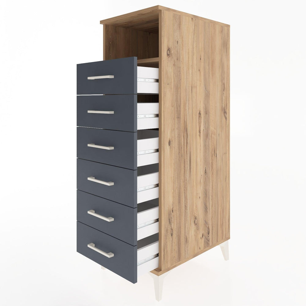 Woodntry Modüler Dolap Çam 44x59x122 cm Çekmeceli ve Raflı CR129-3