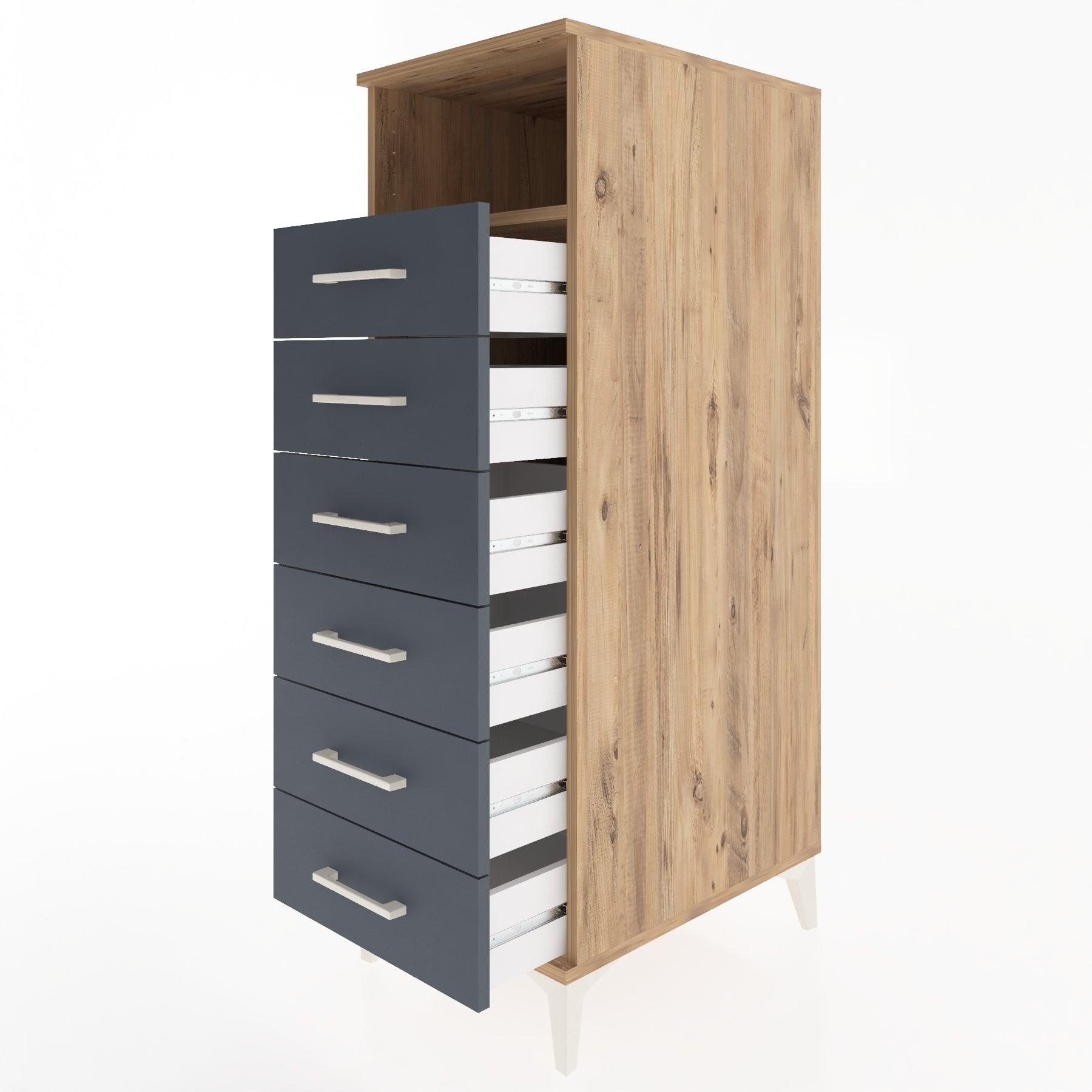 Woodntry Modular Cabinet Pine 44x59x122 cm with Drawers and Shelves CR129-3