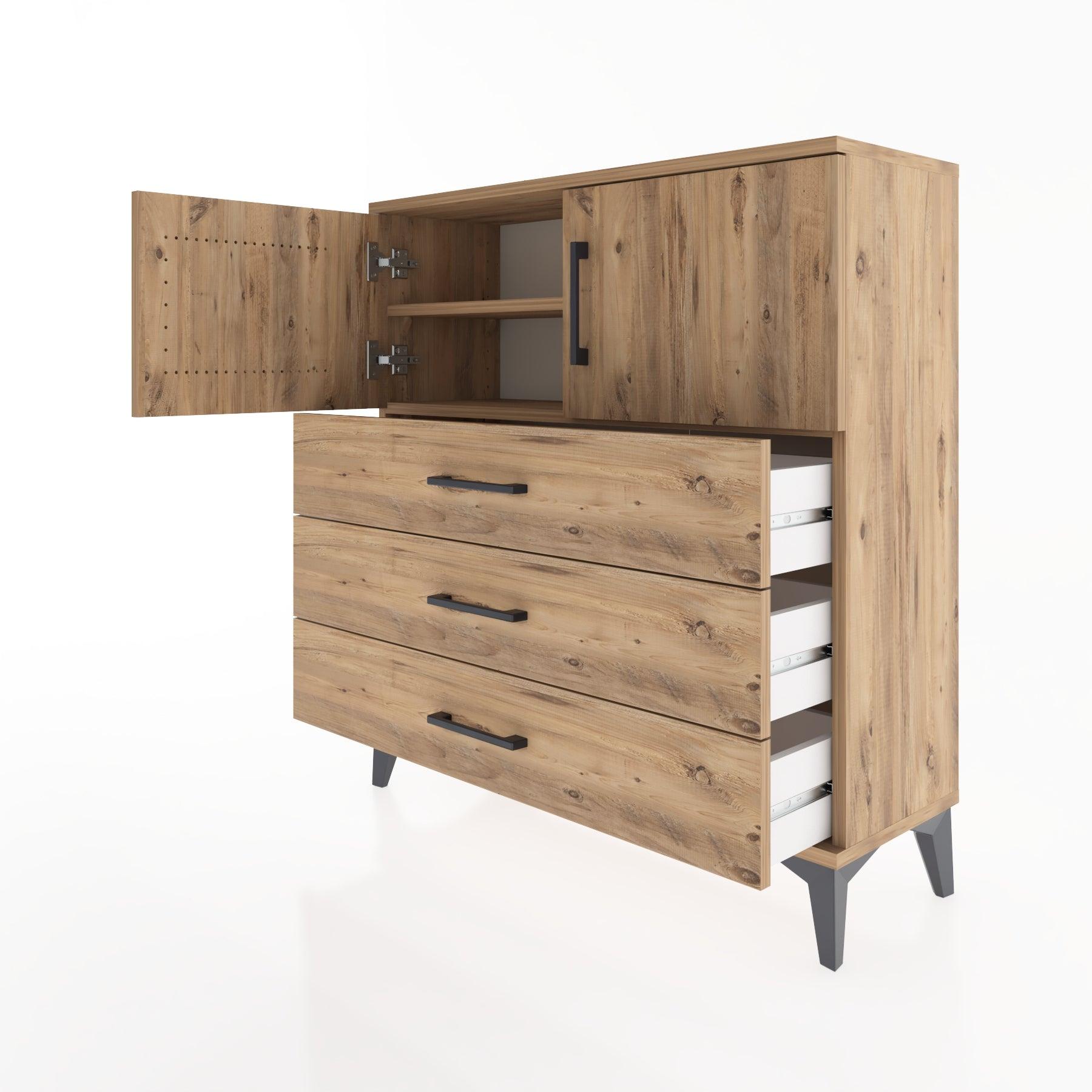 Woodntry Modular Dresser Pine 88x30x84 cm with Cover and Drawer KC29-3