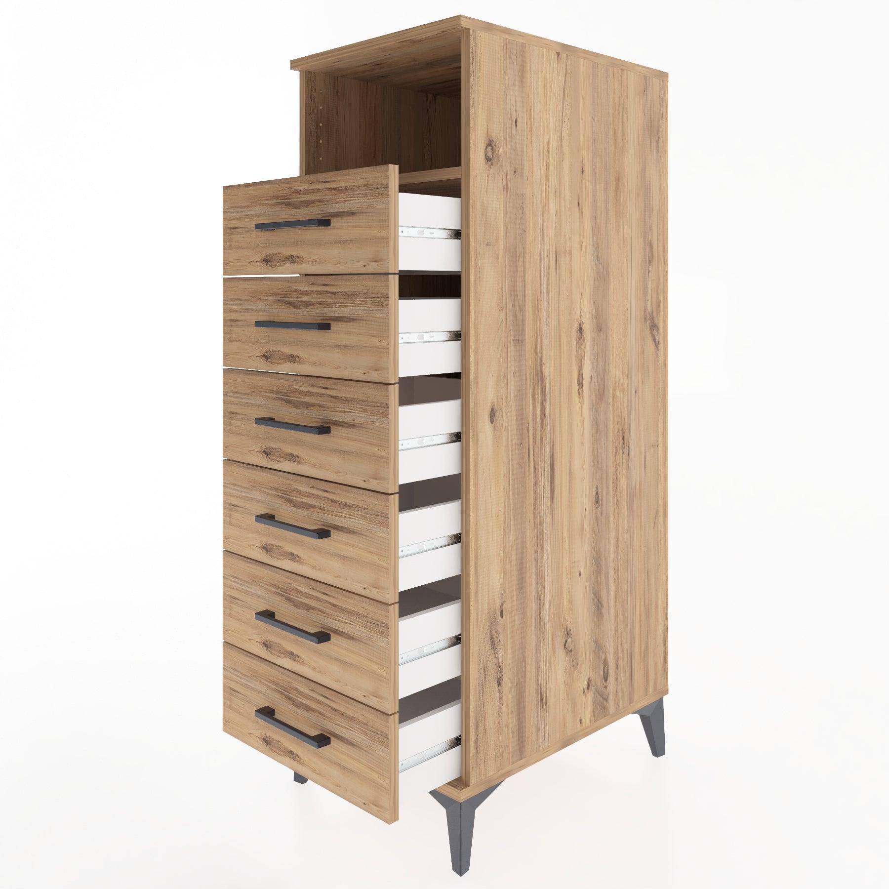 Woodntry Modular Cabinet Pine 44x59x122 cm with Drawers and Shelves CR129-3