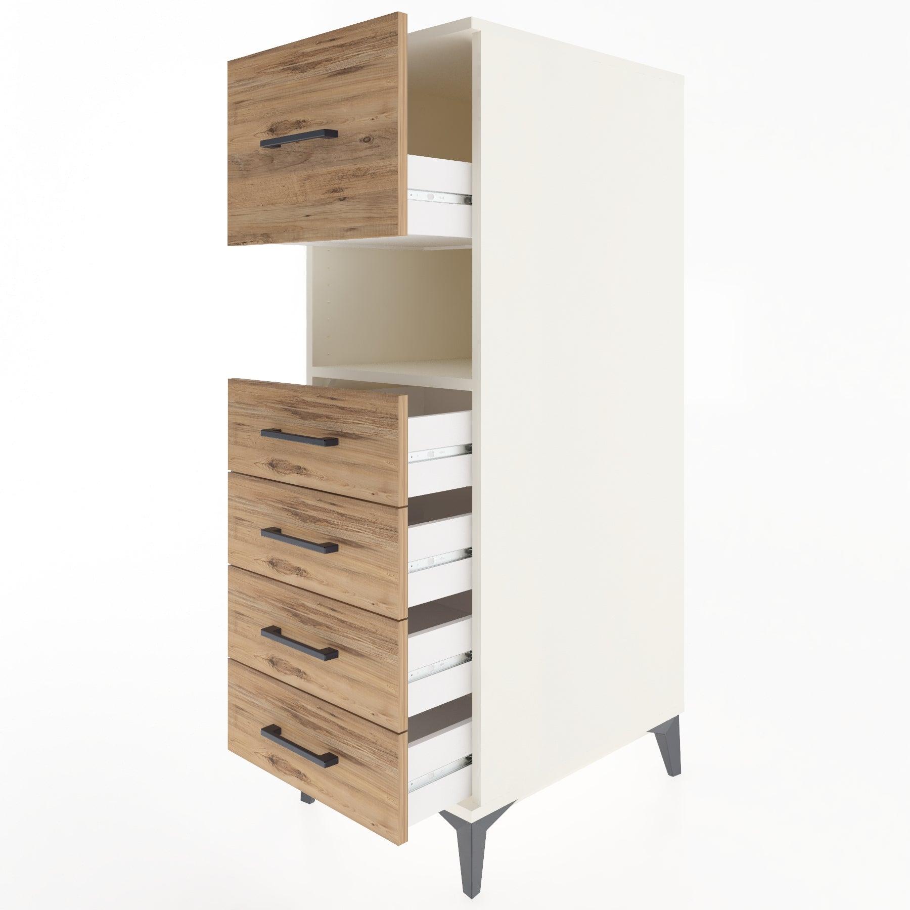 Woodntry Modular Cabinet Moonstone 44x30x122 cm with Drawers and Shelves CR30-1