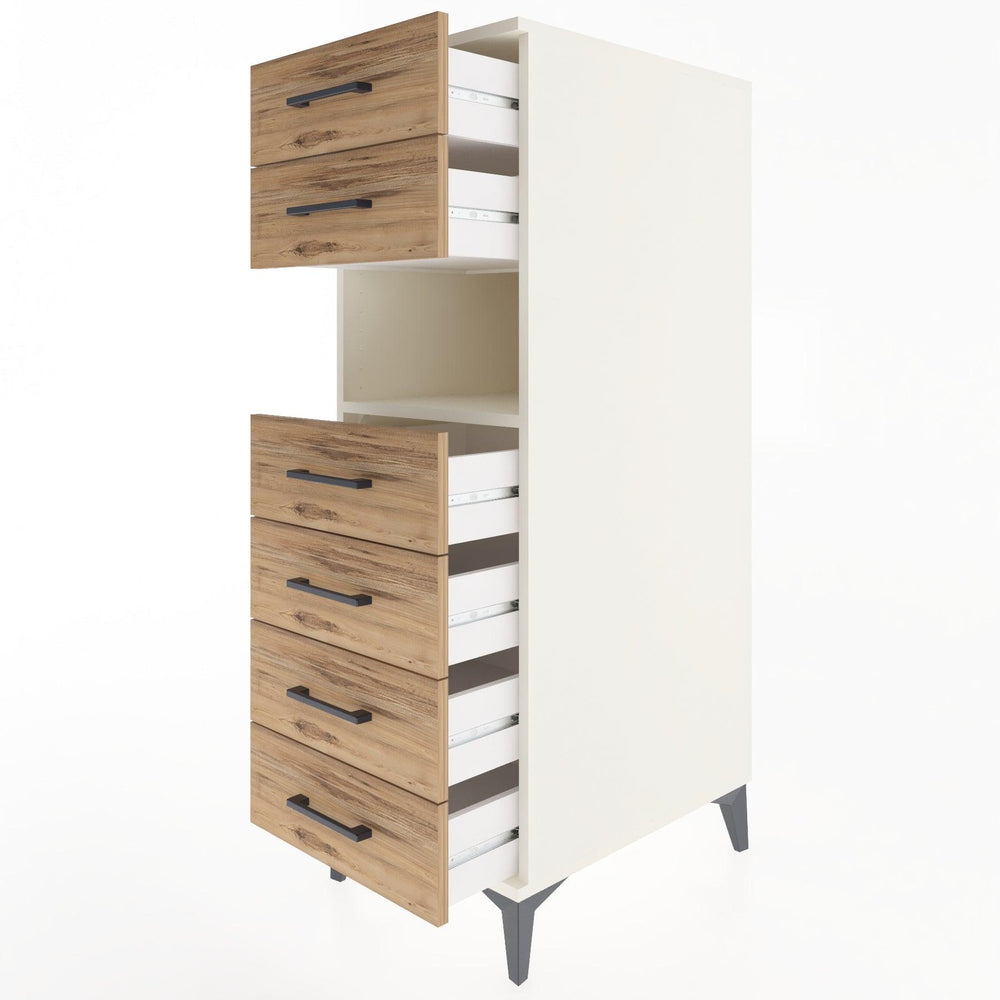 Woodntry Modular Cabinet Moonstone 44x59x122 cm with Drawers and Shelves CR130-1