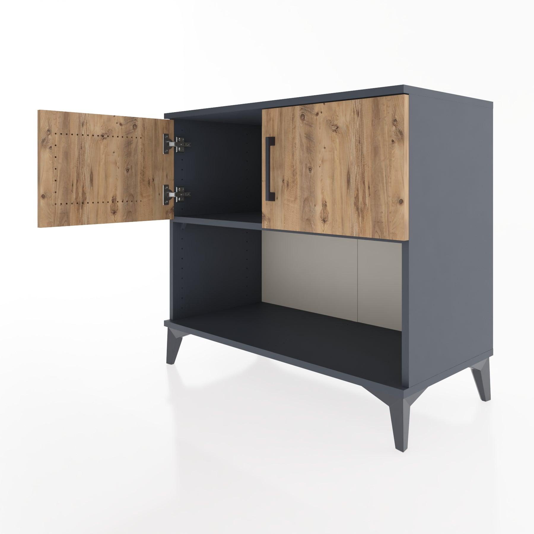Woodntry Modüler Şifonyer Antrasit 88x44x68 cm Kapaklı ve Raflı KR30-2
