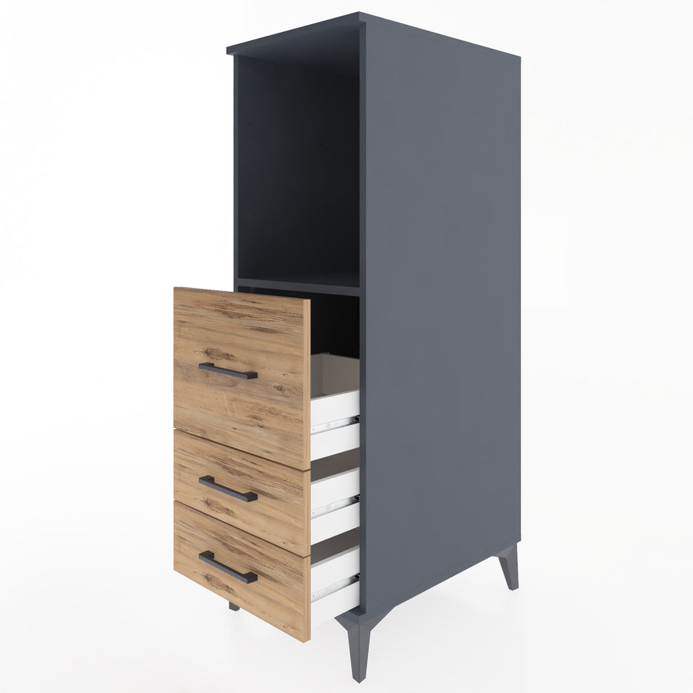 Woodntry Modular Cabinet Anthracite 44x59x122 cm with Drawers and Shelves CR80-2