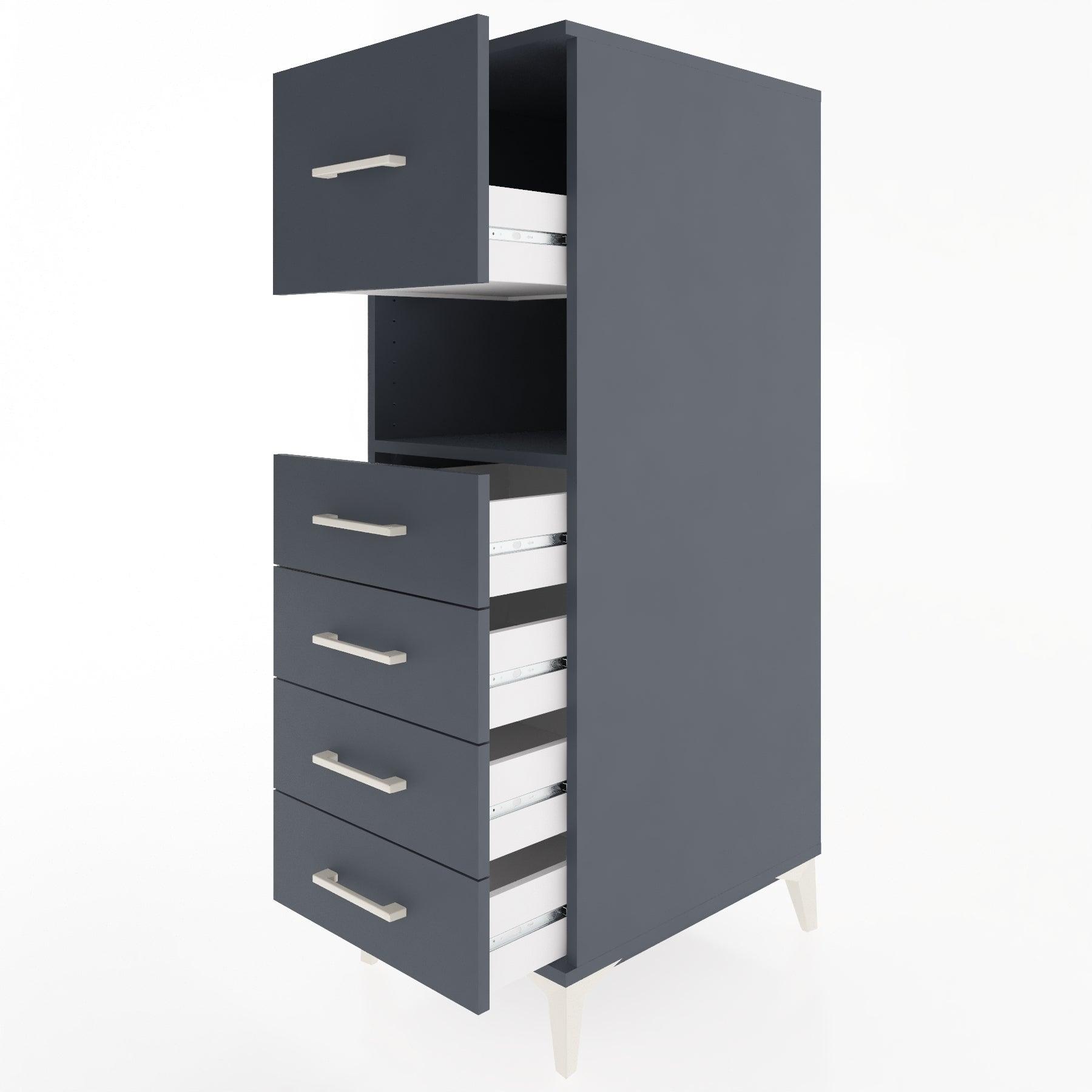 Woodntry Modular Cabinet Anthracite 44x30x122 cm with Drawers and Shelves CR30-2