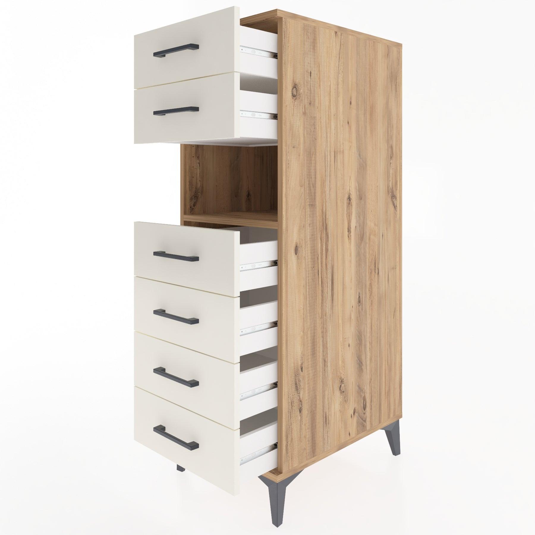 Woodntry Modular Cabinet Pine 44x59x122 cm with Drawers and Shelves CR130-3