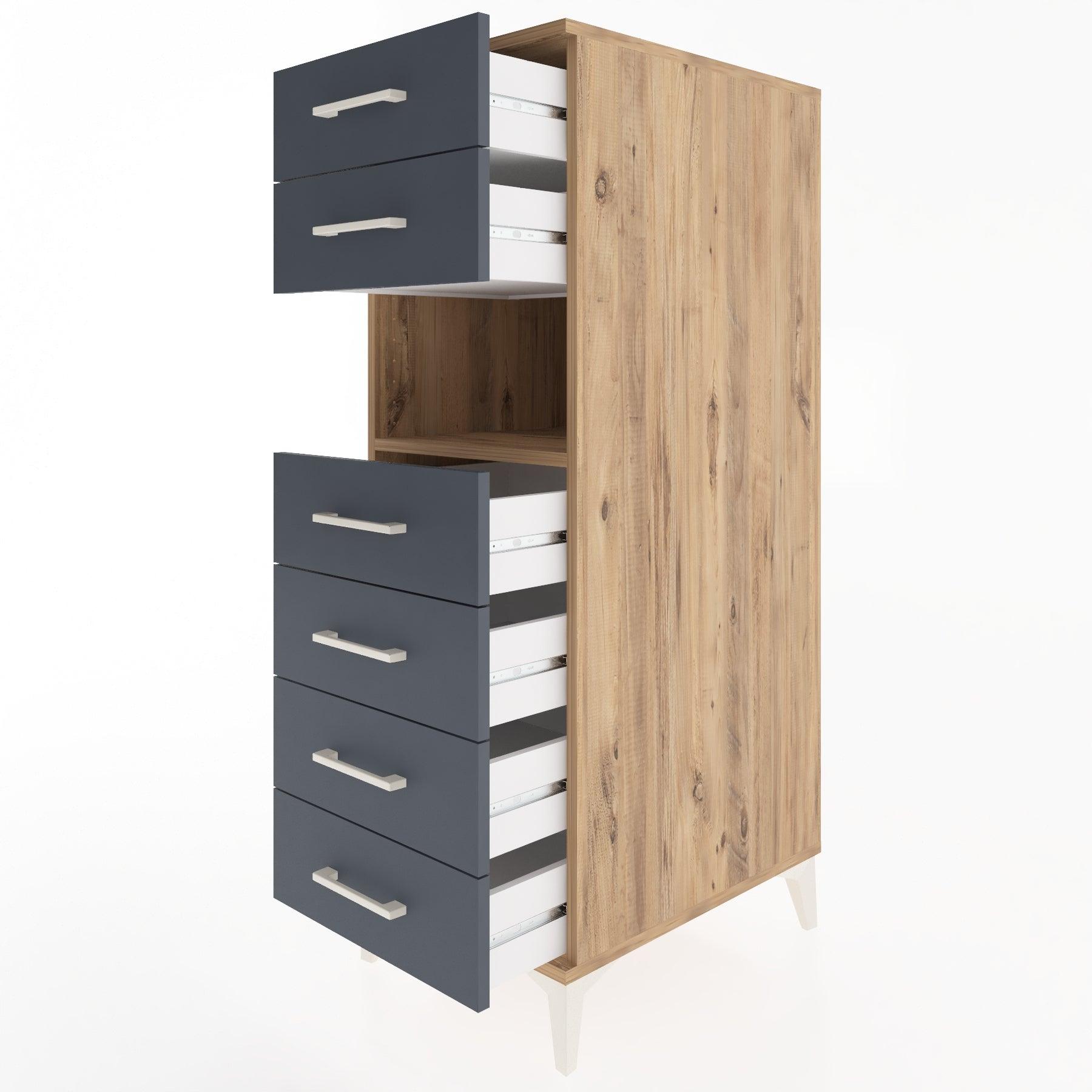 Woodntry Modular Cabinet Pine 44x59x122 cm with Drawers and Shelves CR130-3