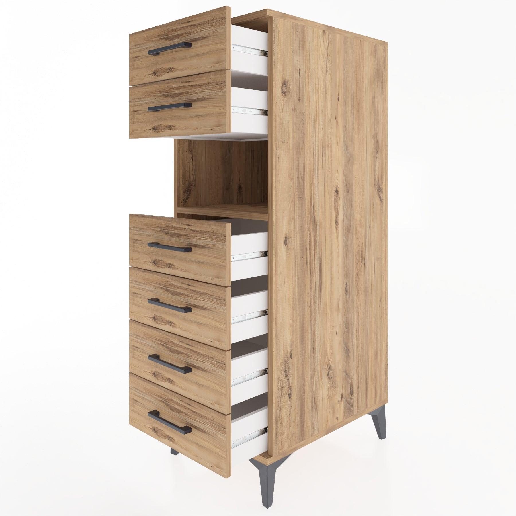 Woodntry Modular Cabinet Pine 44x59x122 cm with Drawers and Shelves CR130-3