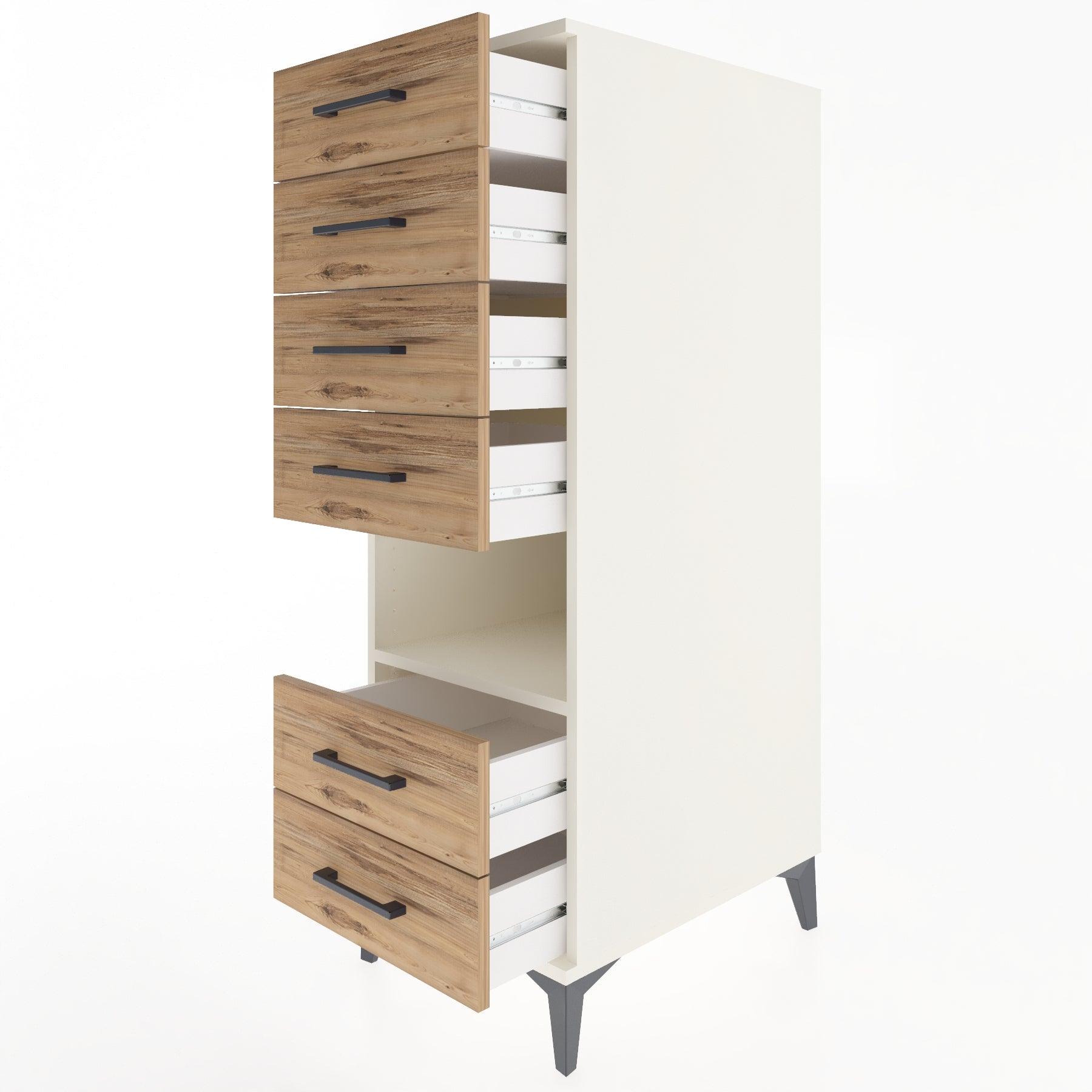 Woodntry Modular Cabinet Moonstone 44x59x122 cm with Drawers and Shelves CR131-1