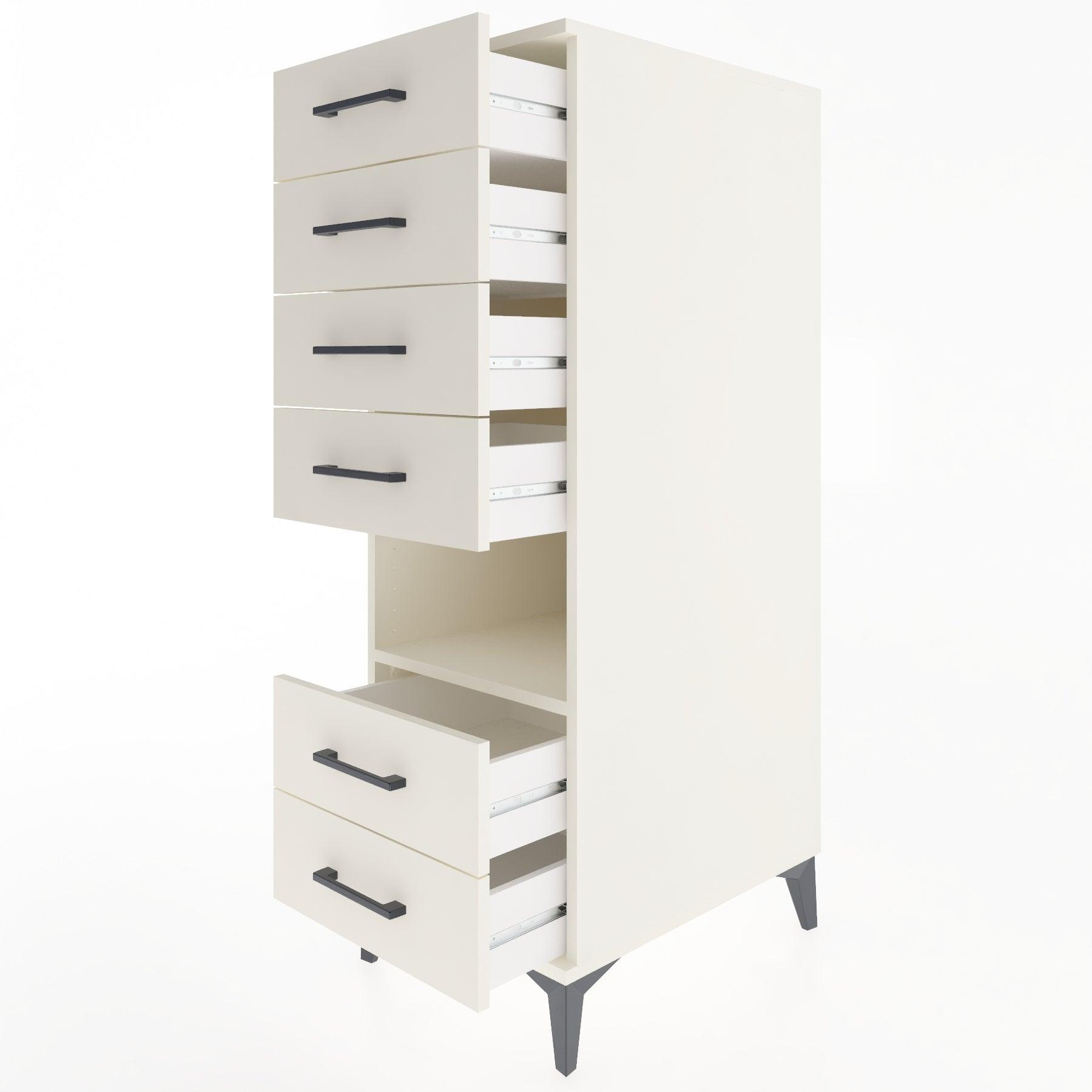 Woodntry Modular Cabinet Moonstone 44x30x122 cm with Drawers and Shelves CR131-1