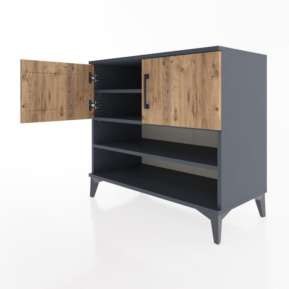 Woodntry Modüler Şifonyer Antrasit 88x44x68 cm Kapaklı ve Raflı KR31-2