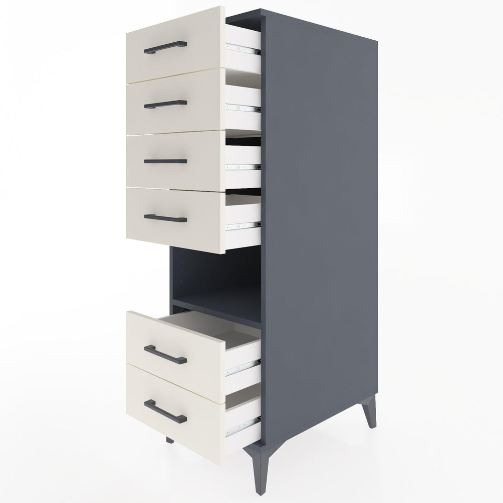 Woodntry Modular Cabinet Anthracite 44x59x122 cm with Drawers and Shelves CR131-2