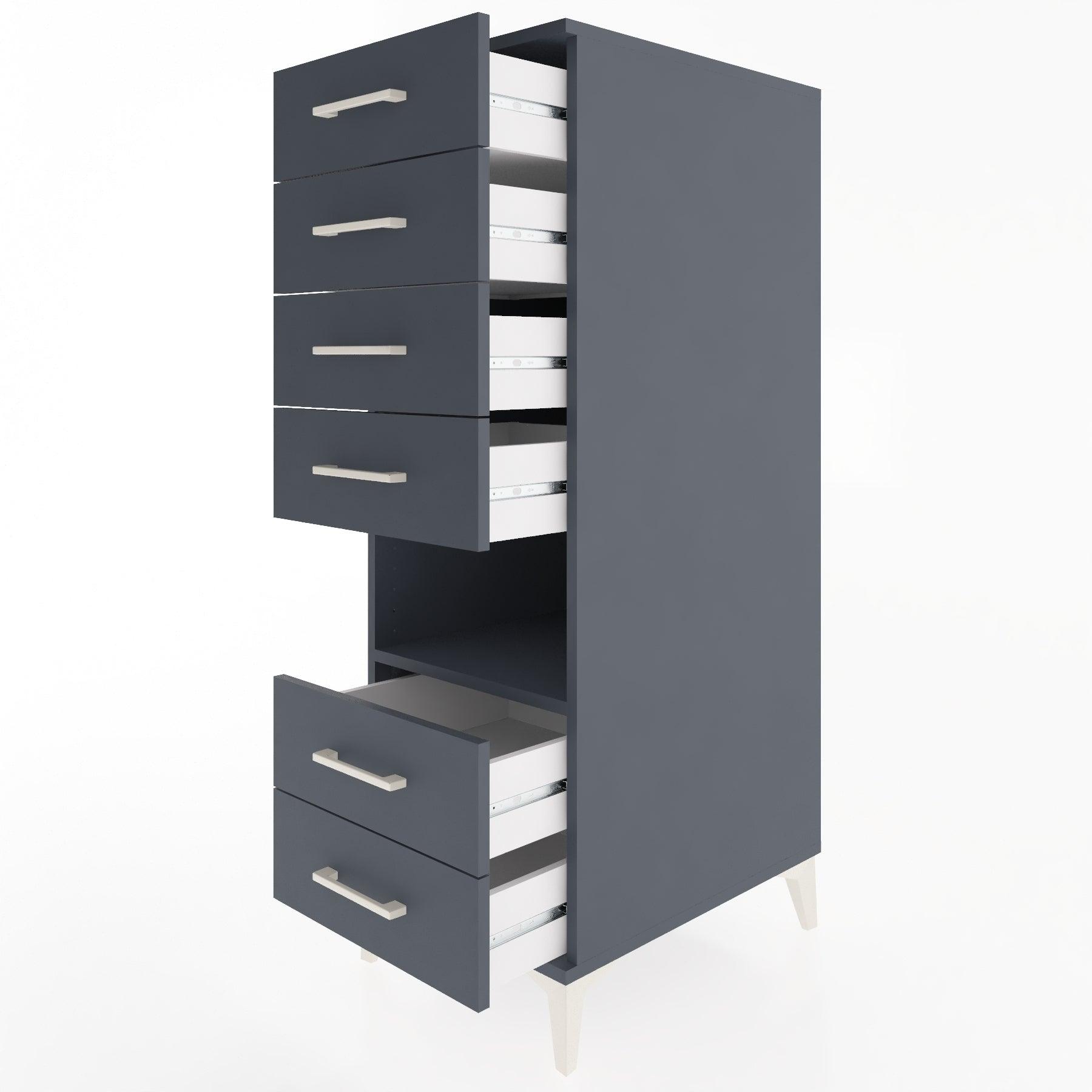 Woodntry Modular Cabinet Anthracite 44x59x122 cm with Drawers and Shelves CR131-2