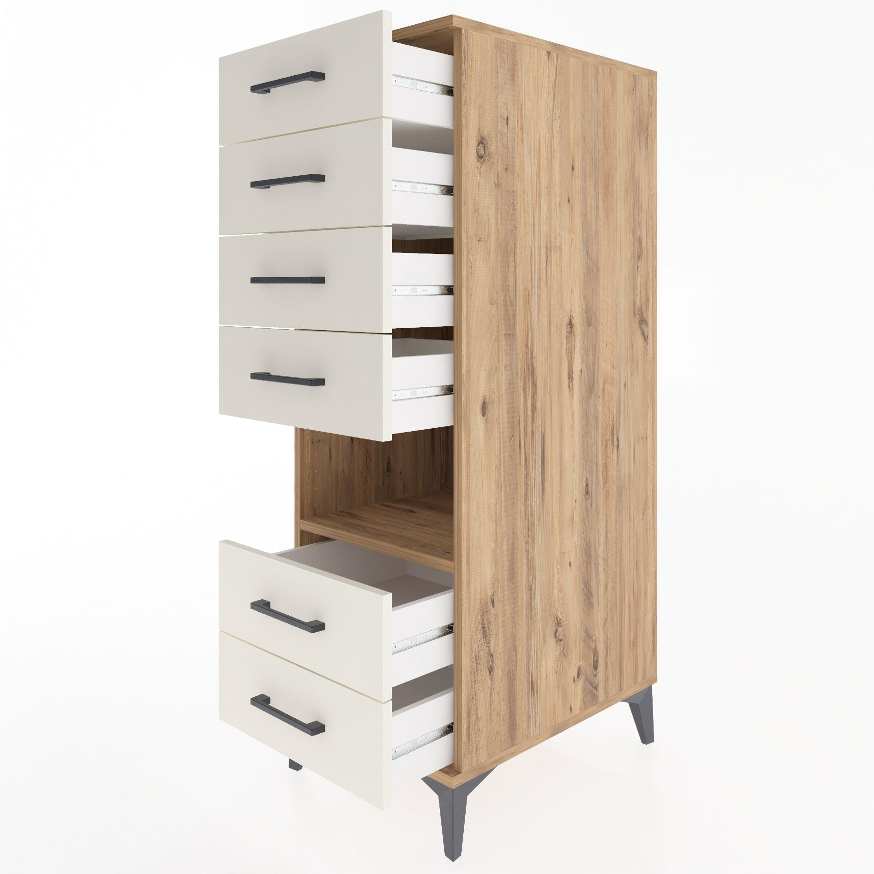Woodntry Modular Cabinet Pine 44x59x122 cm with Drawers and Shelves CR131-3
