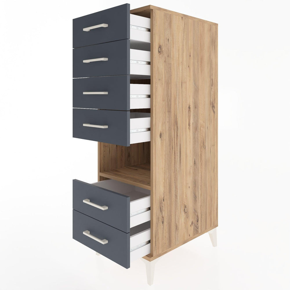 Woodntry Modüler Dolap Çam 44x59x122 cm Çekmeceli ve Raflı CR131-3