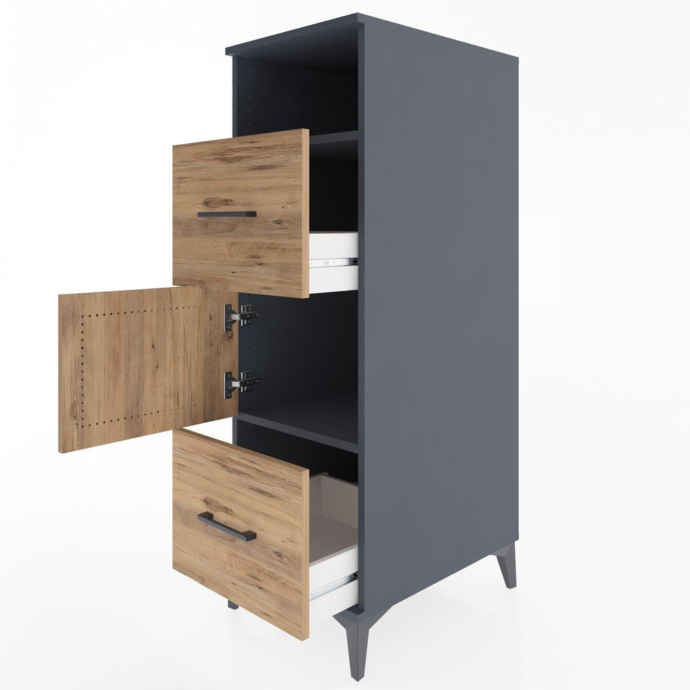 Woodntry Modüler Dolap Antrasit 44x59x122 cm Fonksiyonel F132-2