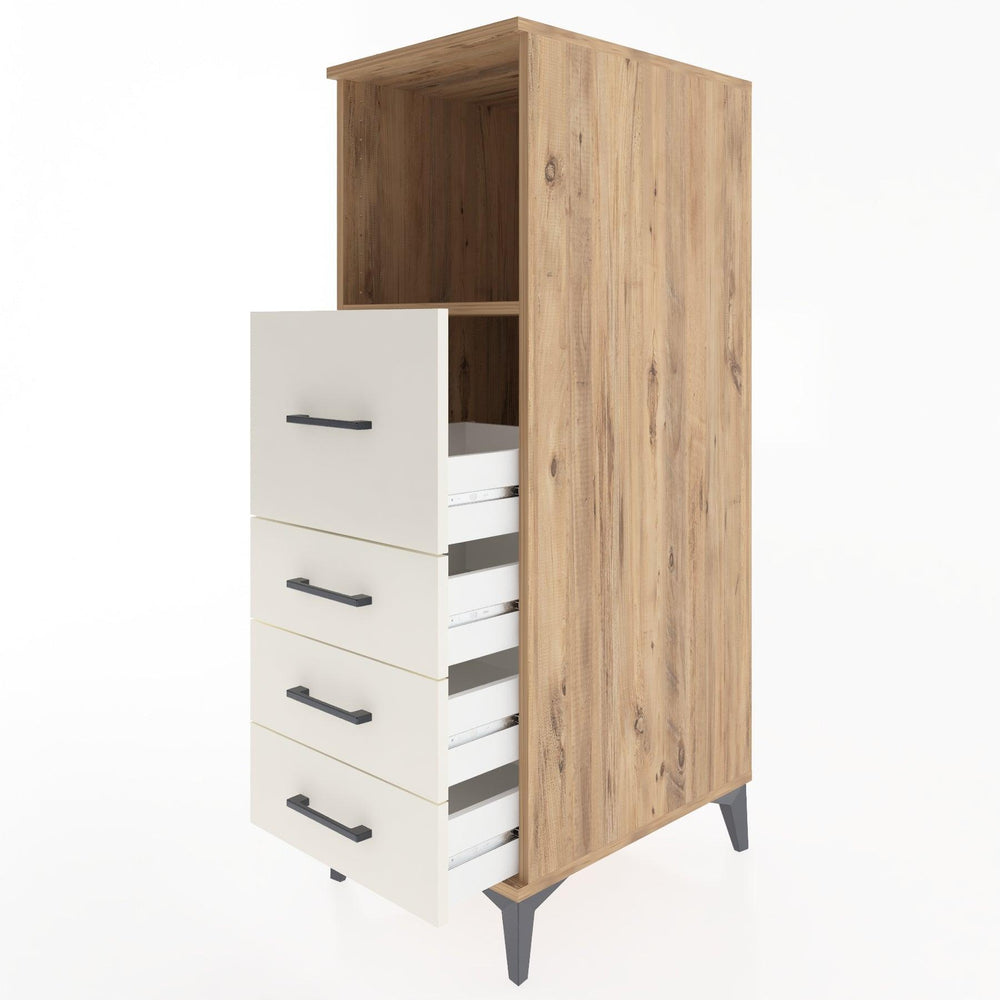 Woodntry Modüler Dolap Çam 44x30x122 cm Çekmeceli ve Raflı CR82-3