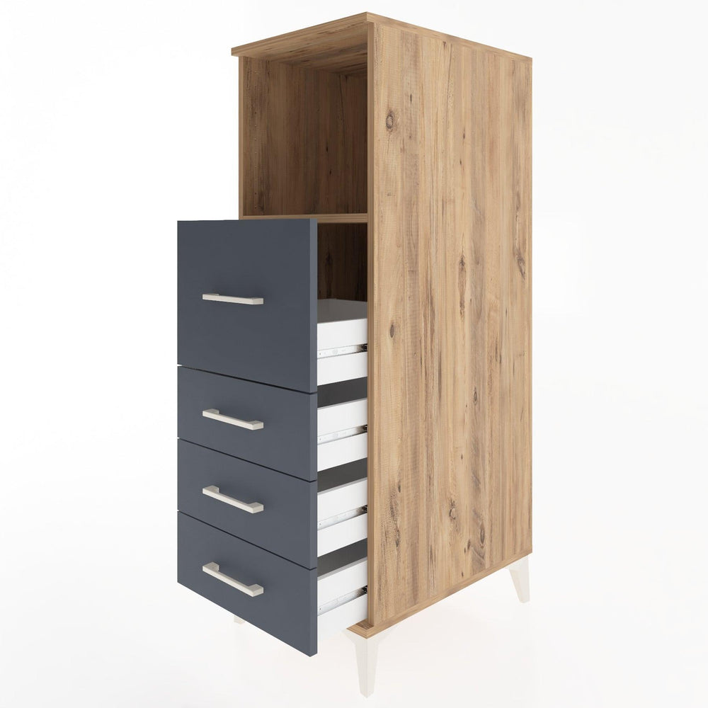 Woodntry Modüler Dolap Çam 44x30x122 cm Çekmeceli ve Raflı CR82-3