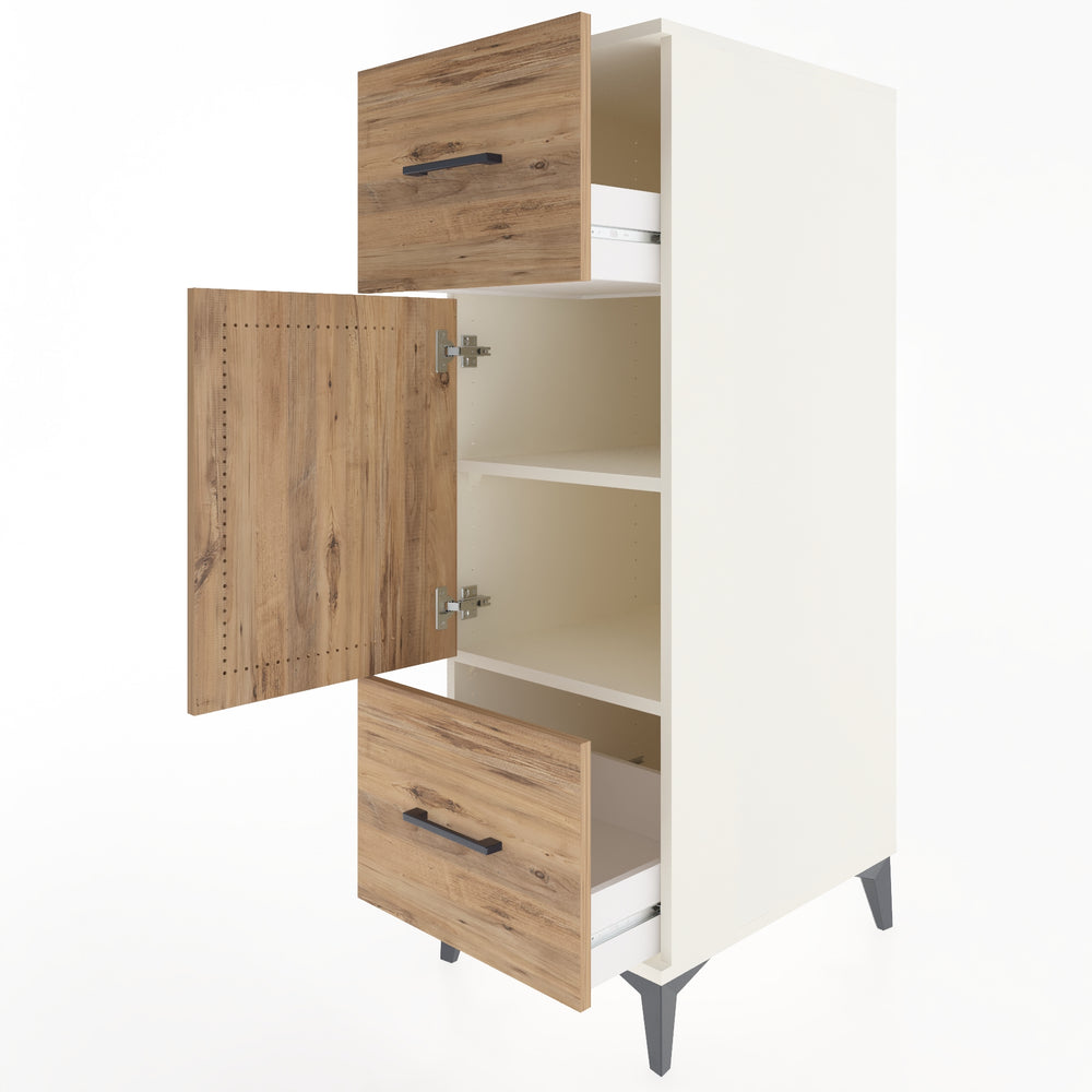 Woodntry Modüler Dolap Aytaşı 44x59x122 cm Kapaklı ve Çekmeceli KC33-1