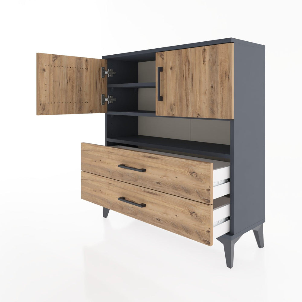 Woodntry Modüler Şifonyer Antrasit 88x30x84 cm Fonksiyonel F33-2