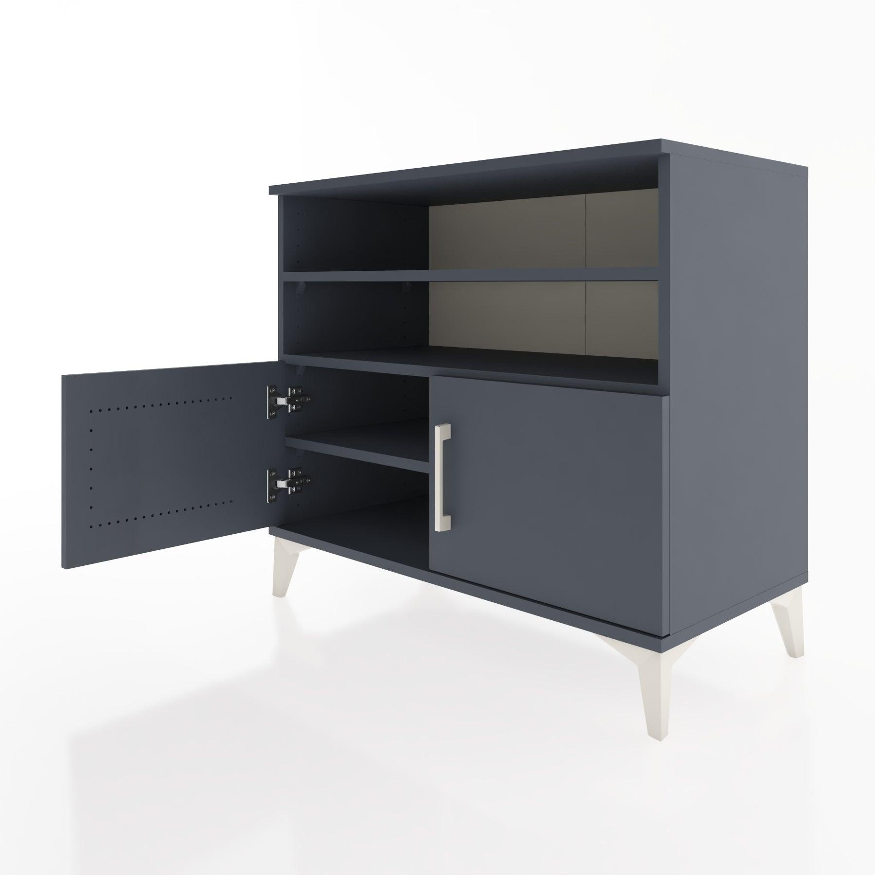 Woodntry Modüler Şifonyer Antrasit 88x44x68 cm Kapaklı ve Raflı KR33-2