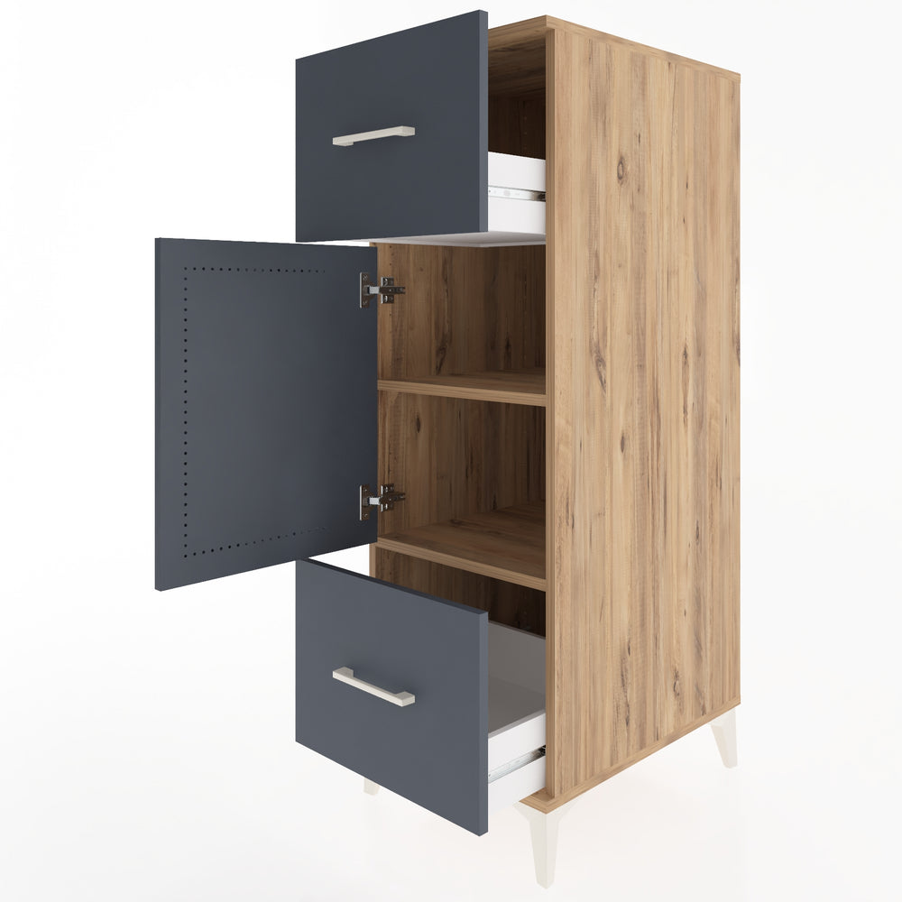 Woodntry Modular Cabinet Pine 44x59x122 cm with Doors and Drawers KC33-3
