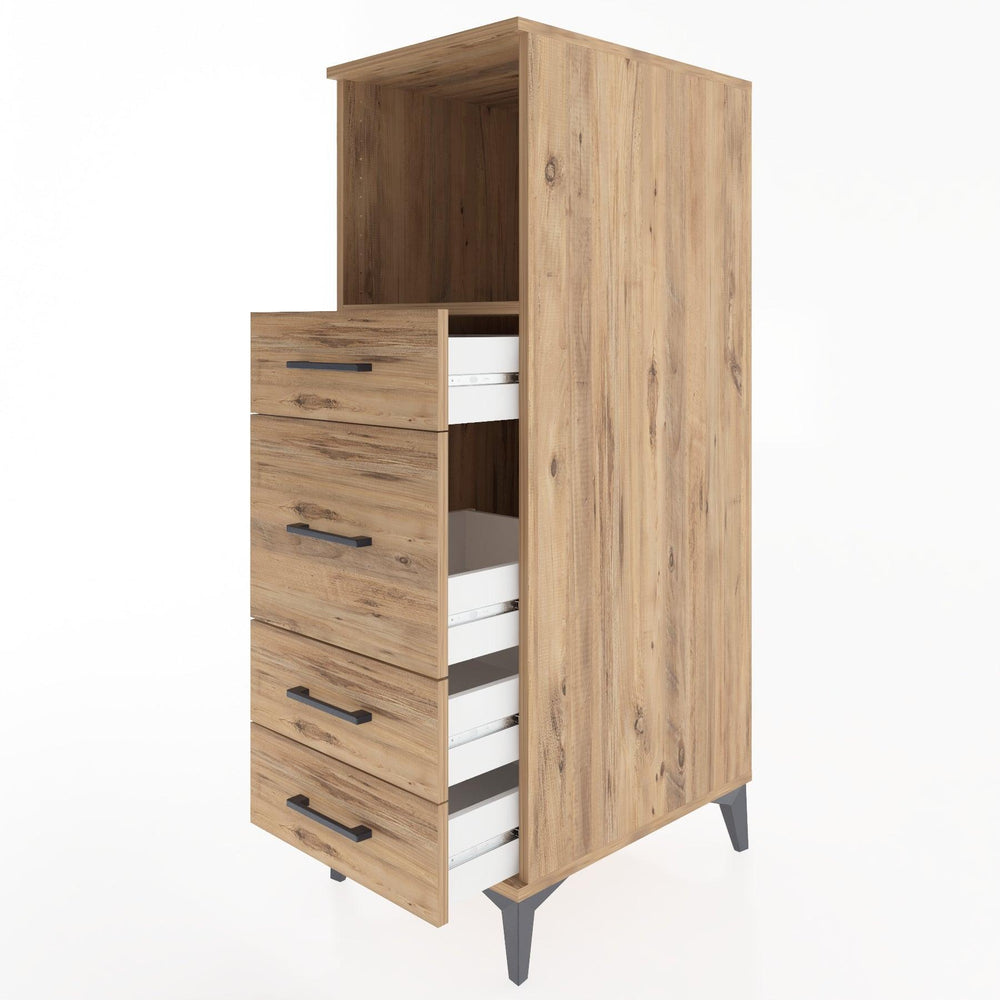 Woodntry Modüler Dolap Çam 44x30x122 cm Çekmeceli ve Raflı CR83-3