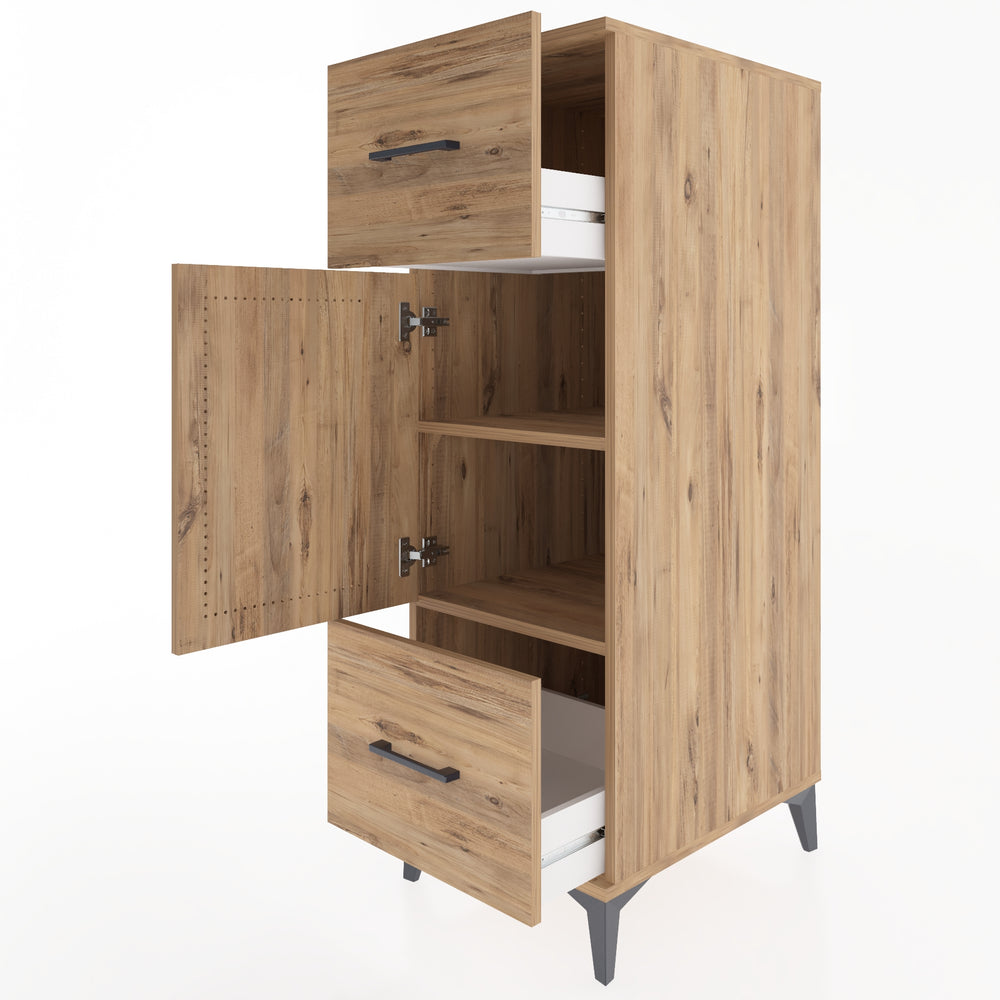 Woodntry Modular Cabinet Pine 44x59x122 cm with Doors and Drawers KC33-3
