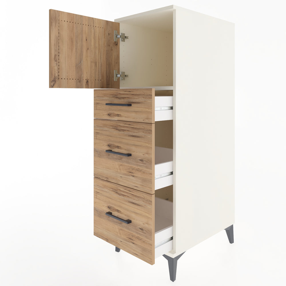 Woodntry Modüler Dolap Aytaşı 44x59x122 cm Kapaklı ve Çekmeceli KC34-1