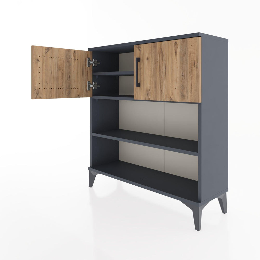 Woodntry Modüler Şifonyer Antrasit 88x30x84 cm Kapaklı ve Raflı KR34-2