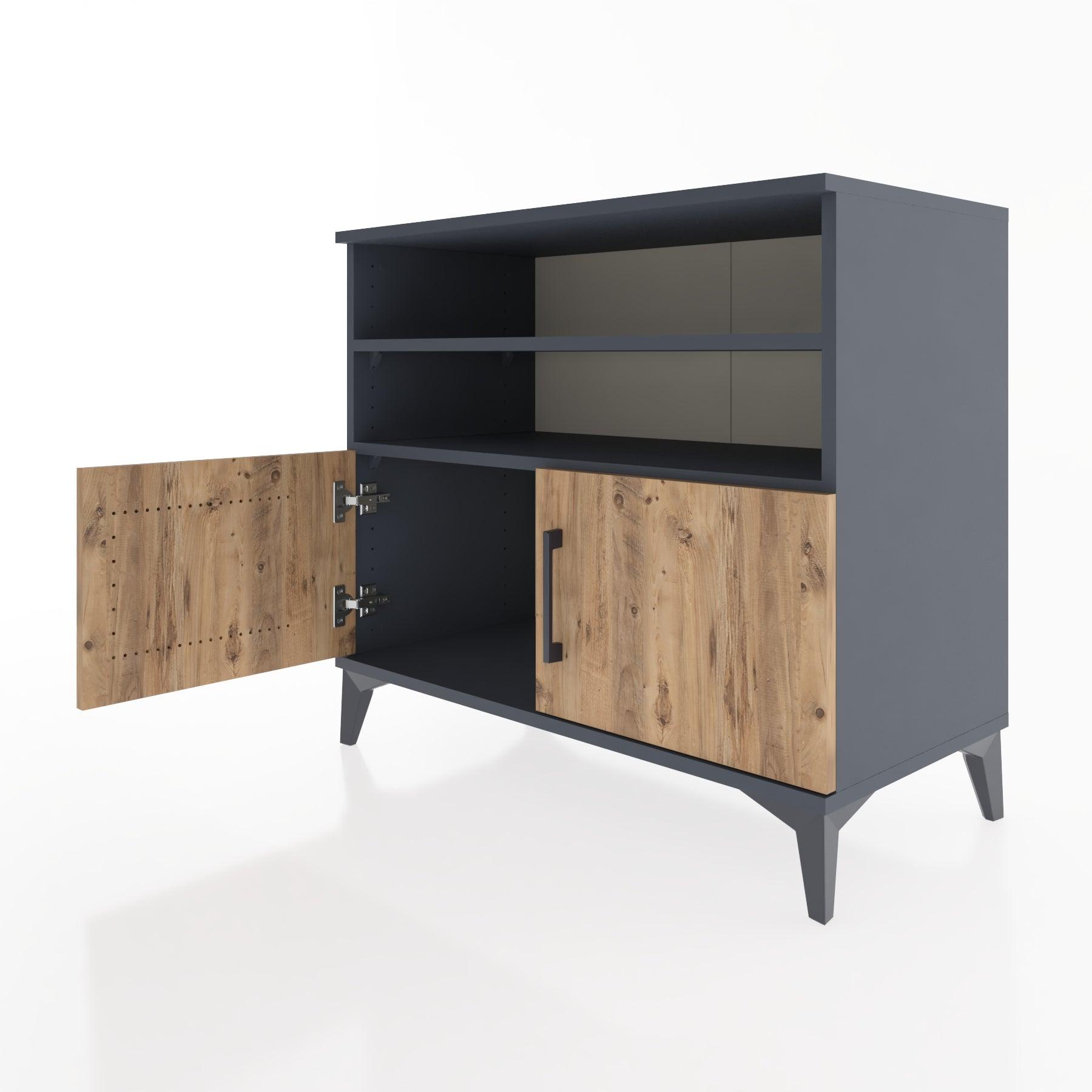 Woodntry Modüler Şifonyer Antrasit 88x44x68 cm Kapaklı ve Raflı KR34-2