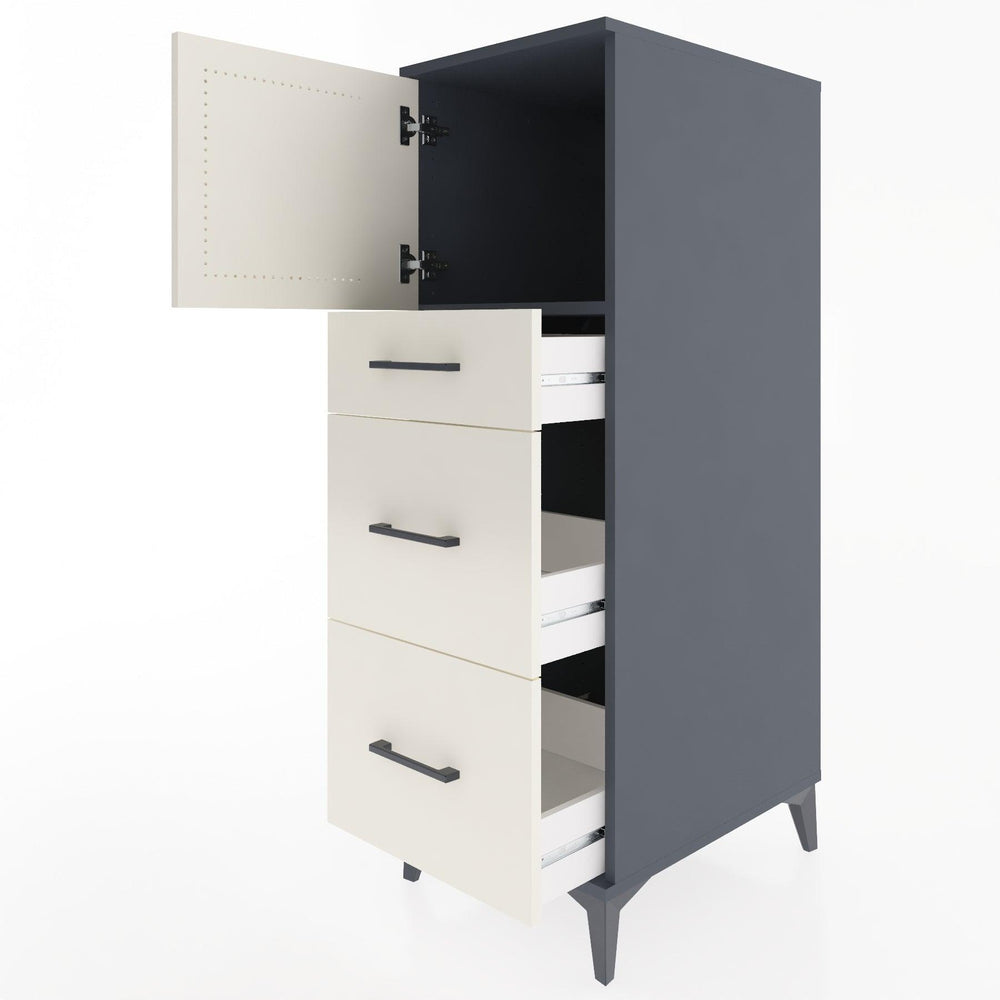 Woodntry Modular Cabinet Anthracite 44x30x122 cm with Doors and Drawers KC34-2