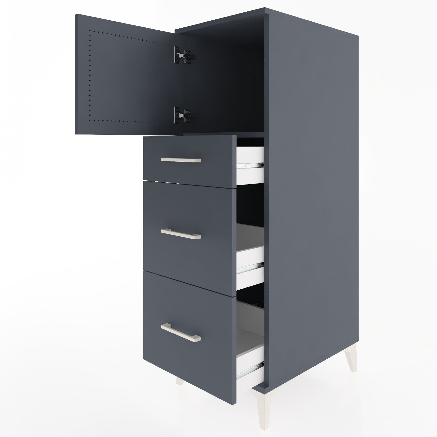 Woodntry Modular Cabinet Anthracite 44x59x122 cm with Doors and Drawers KC34-2