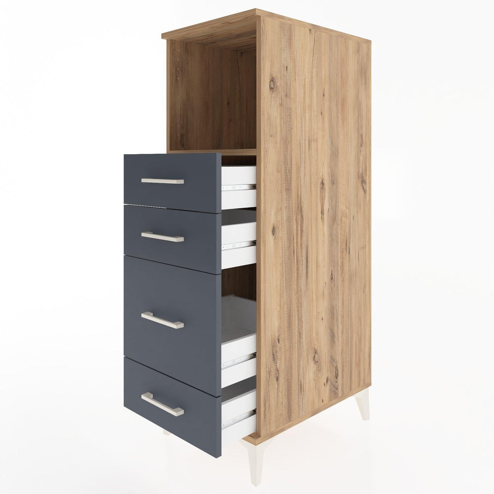 Woodntry Modüler Dolap Çam 44x30x122 cm Çekmeceli ve Raflı CR84-3