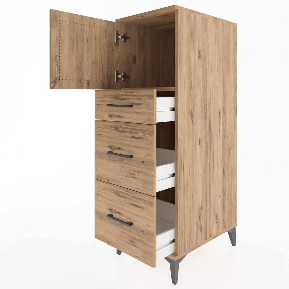 Woodntry Modular Cabinet Pine 44x30x122 cm with Doors and Drawers KC34-3
