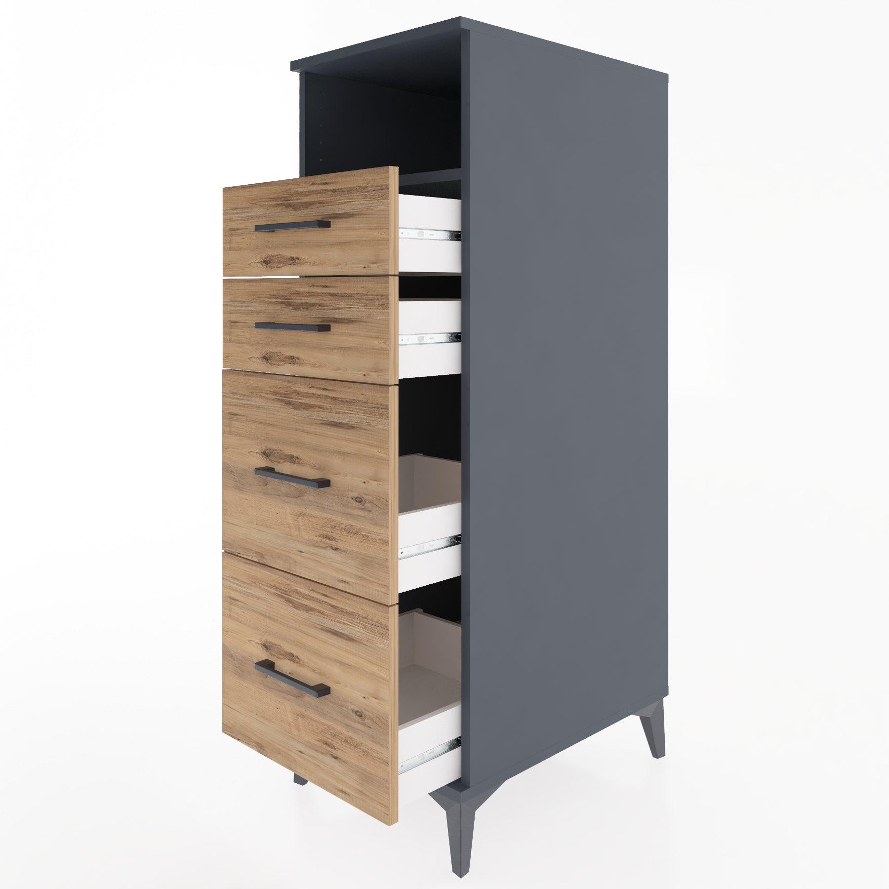Woodntry Modular Cabinet Anthracite 44x30x122 cm with Drawers and Shelves CR35-2