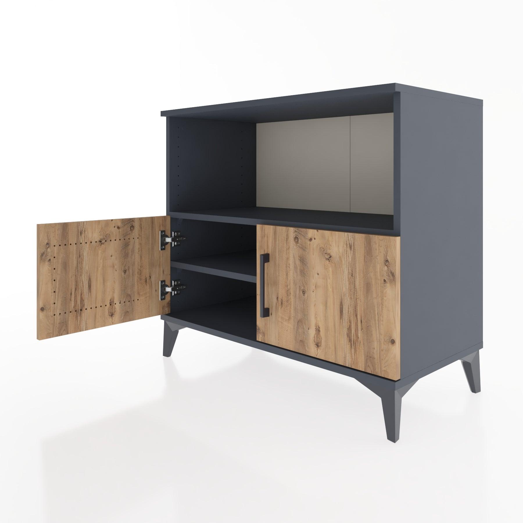 Woodntry Modüler Şifonyer Antrasit 88x44x68 cm Kapaklı ve Raflı KR35-2
