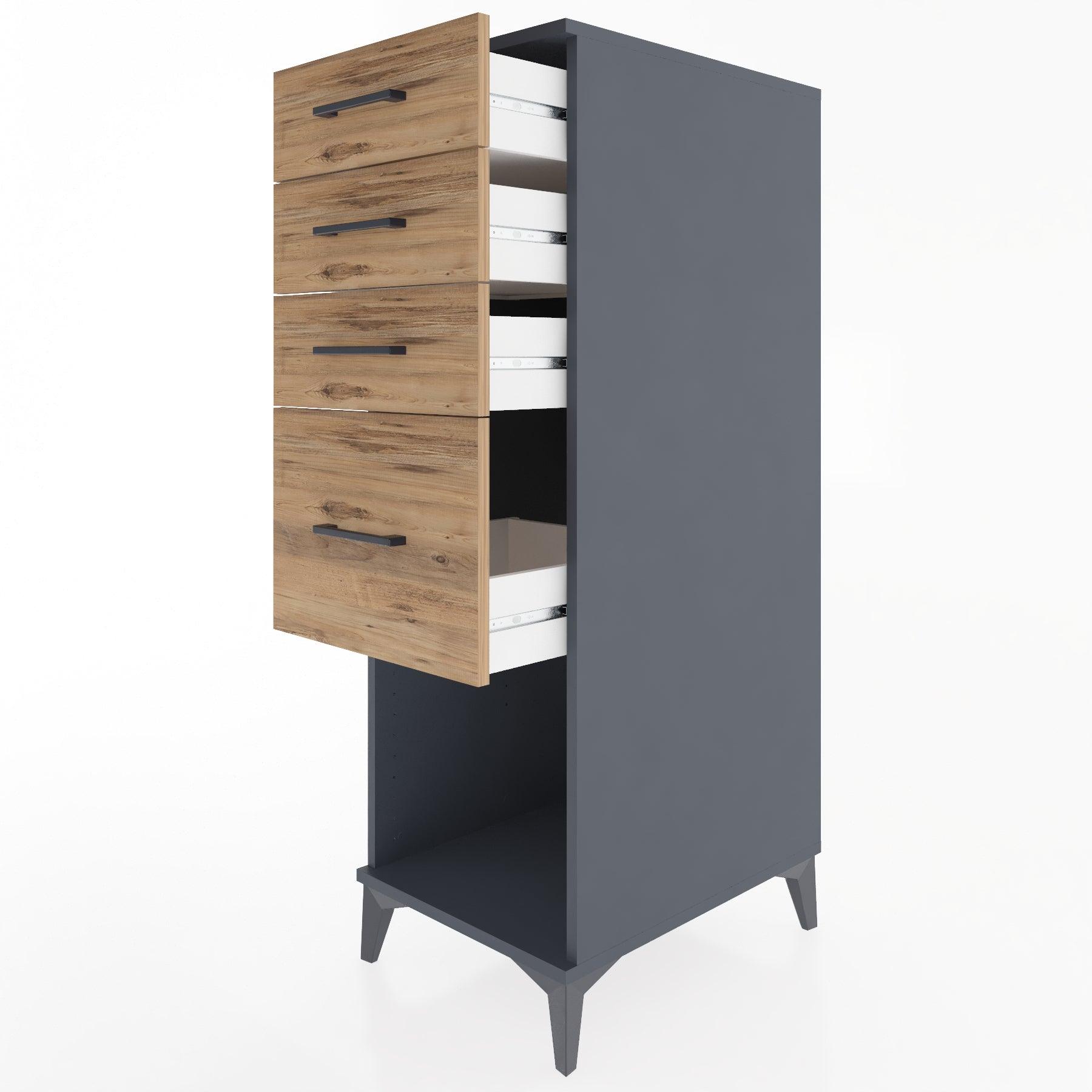 Woodntry Modular Cabinet Anthracite 44x30x122 cm with Drawers and Shelves CR85-2