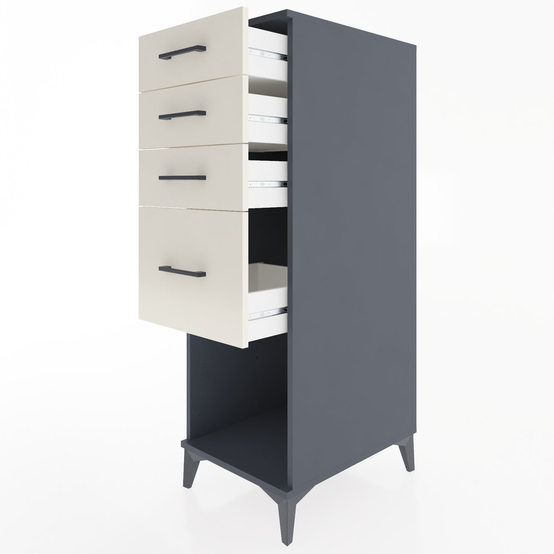 Woodntry Modüler Dolap Antrasit 44x59x122 cm Çekmeceli ve Raflı CR85-2