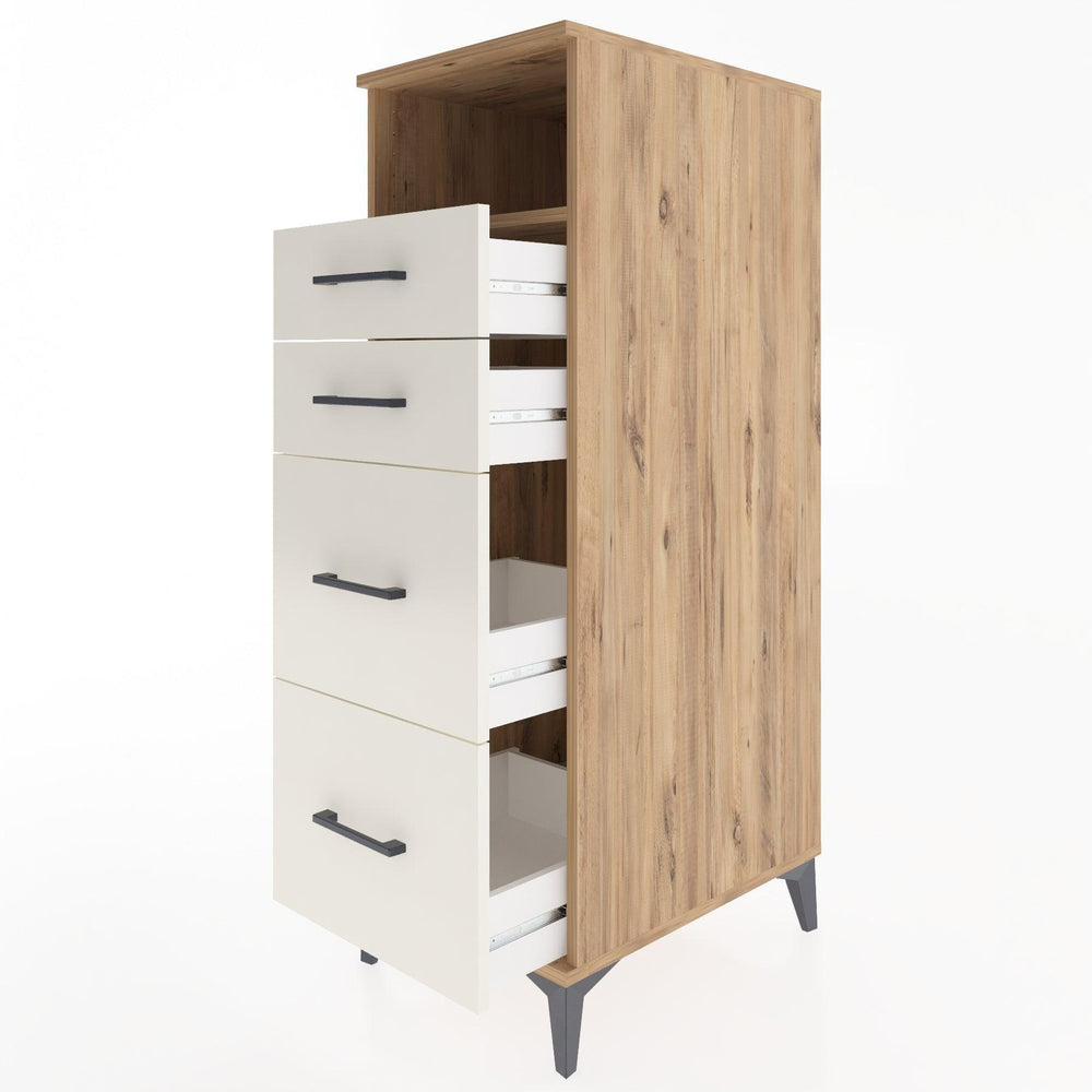 Woodntry Modüler Dolap Çam 44x30x122 cm Çekmeceli ve Raflı CR35-3