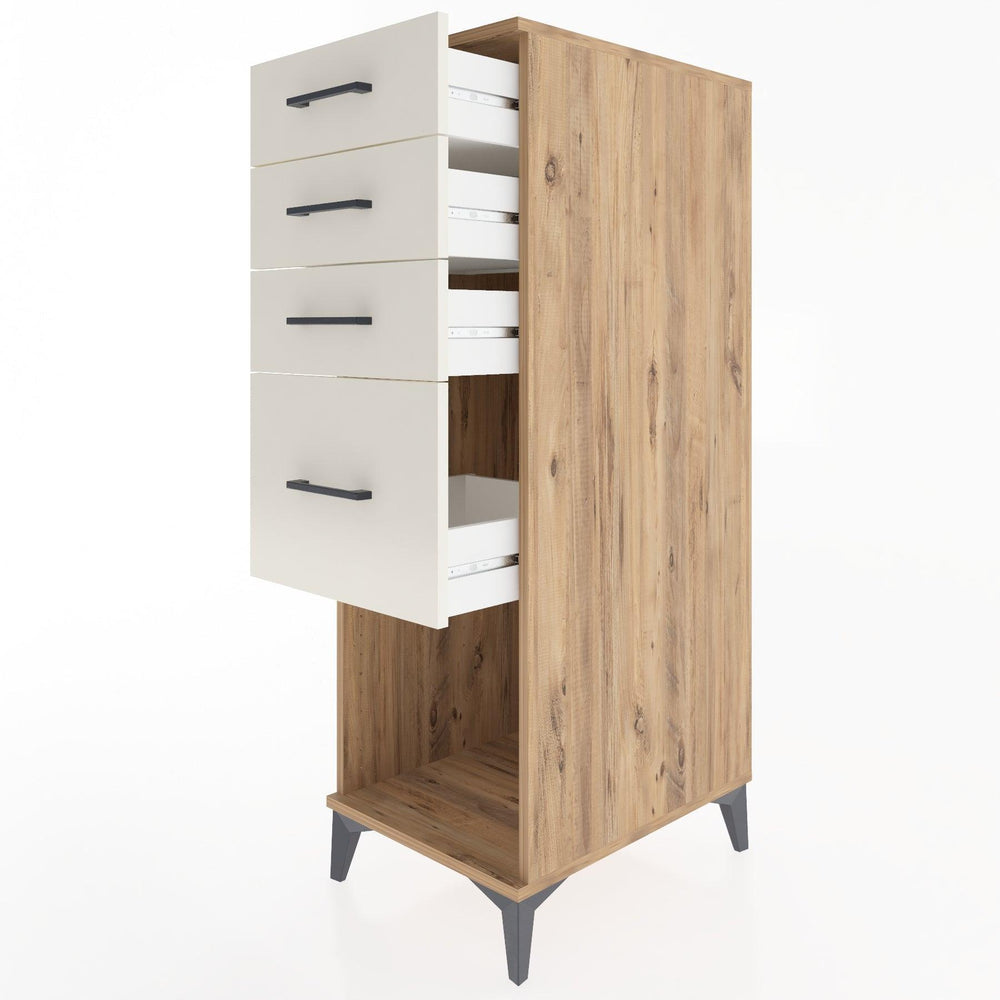 Woodntry Modüler Dolap Çam 44x30x122 cm Çekmeceli ve Raflı CR85-3