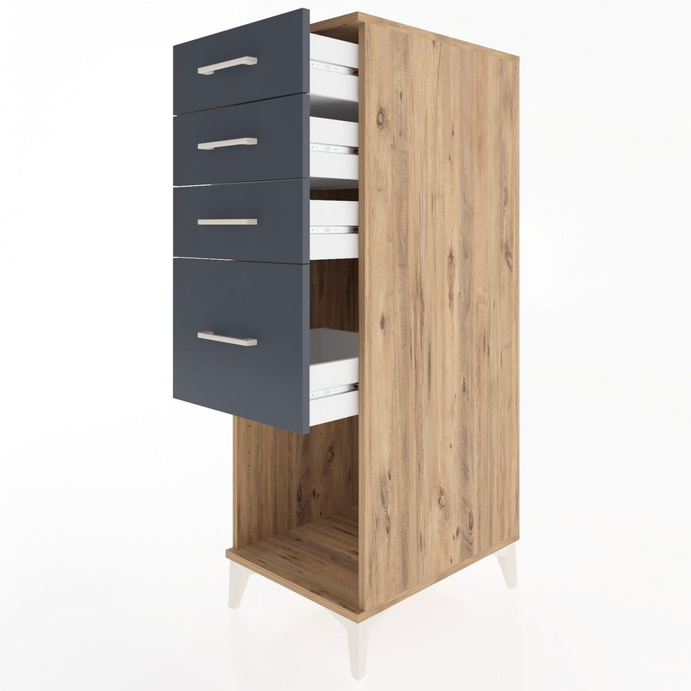 Woodntry Modüler Dolap Çam 44x30x122 cm Çekmeceli ve Raflı CR85-3