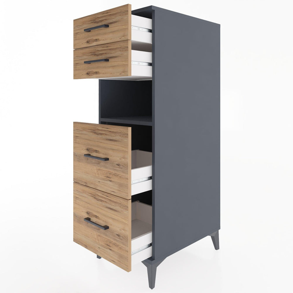 Woodntry Modular Cabinet Anthracite 44x30x122 cm with Drawers and Shelves CR36-2
