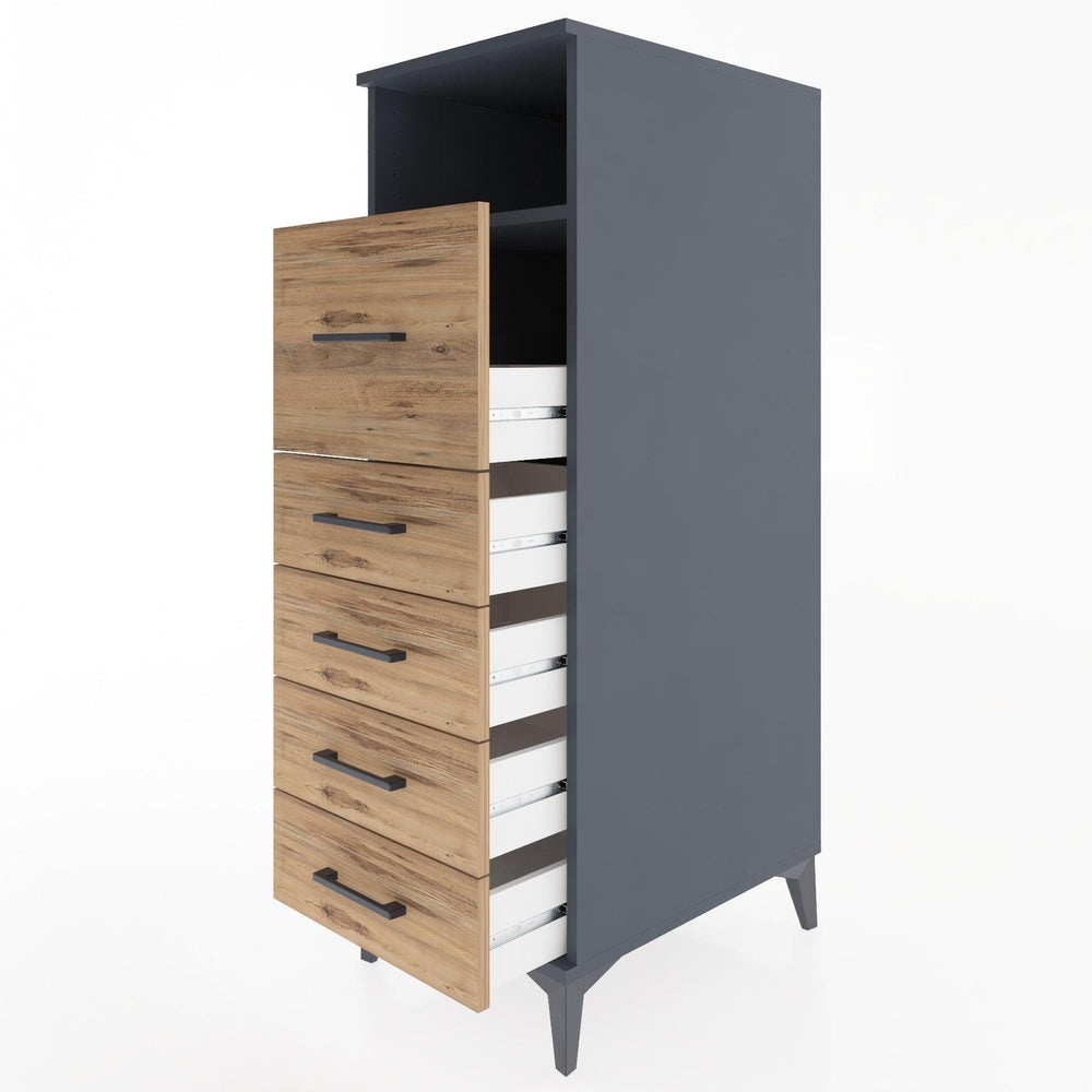 Woodntry Modular Cabinet Anthracite 44x30x122 cm with Drawers and Shelves CR86-2