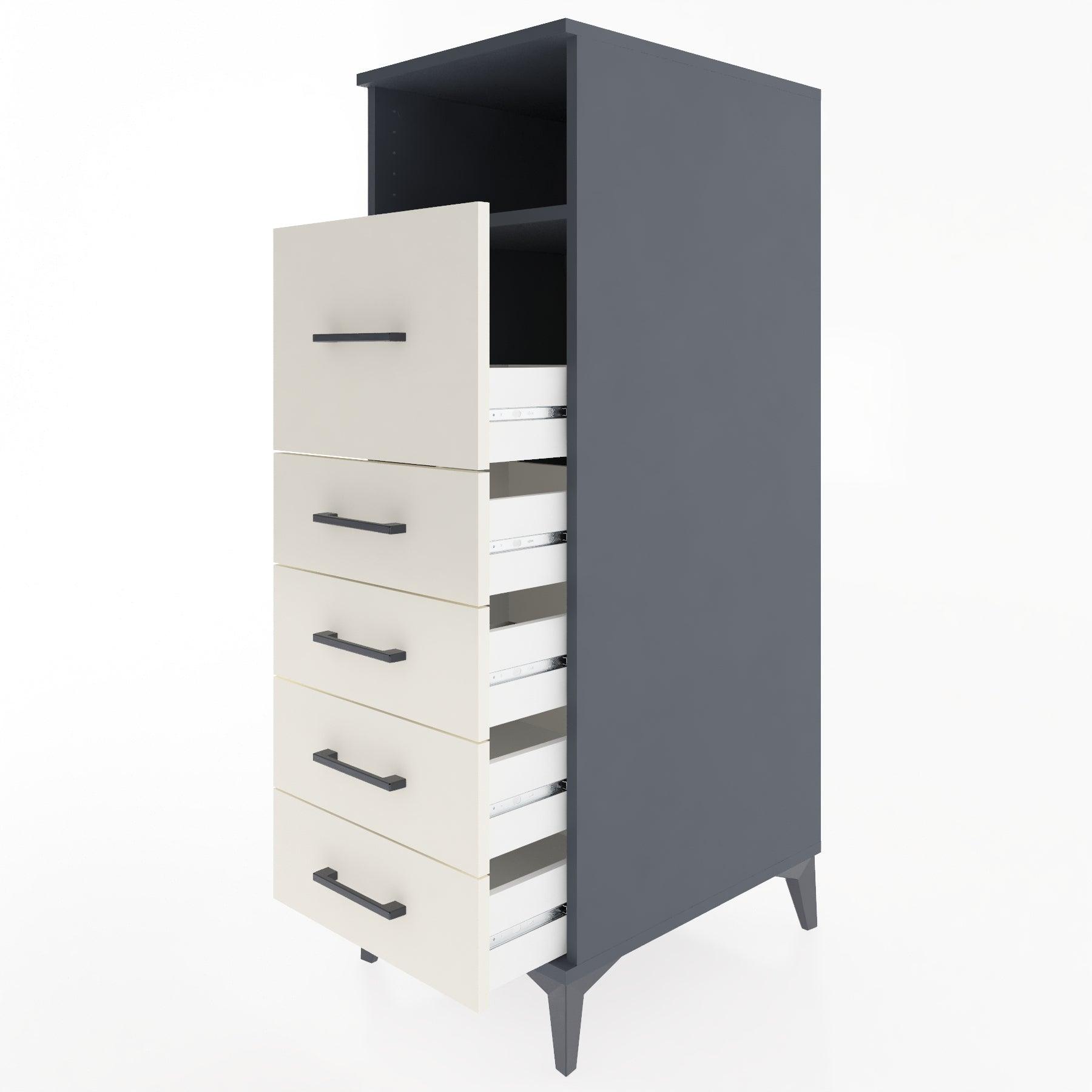 Woodntry Modular Cabinet Anthracite 44x30x122 cm with Drawers and Shelves CR86-2
